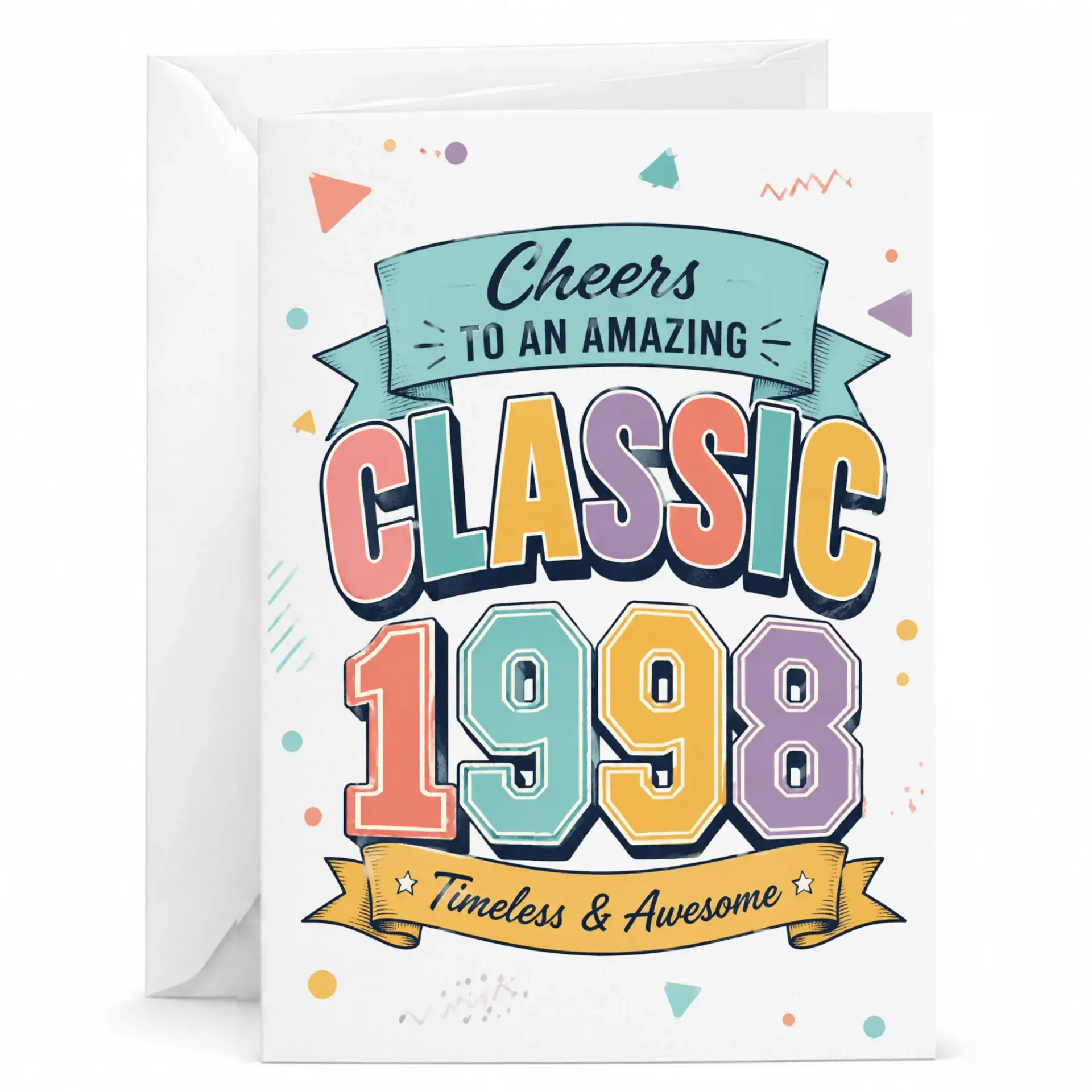 Birthday Card Cheers to an Amazing Classic 1998 Vintage Style Retro Design Greeting Card for Birthdays and Anniversaries