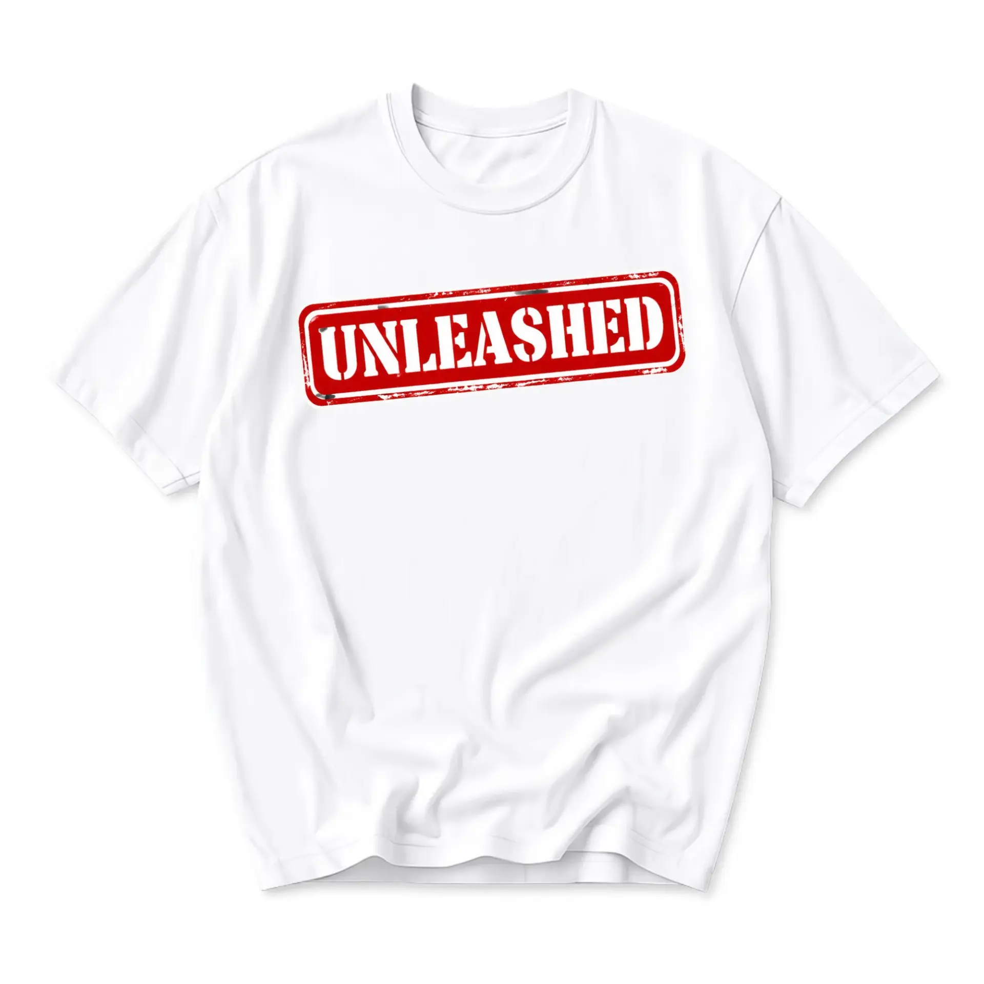 Graphic Tee Unisex Unleashed Stamp Design Cotton Crew Neck Casual Summer Short Sleeve Shirt White Apparel Top