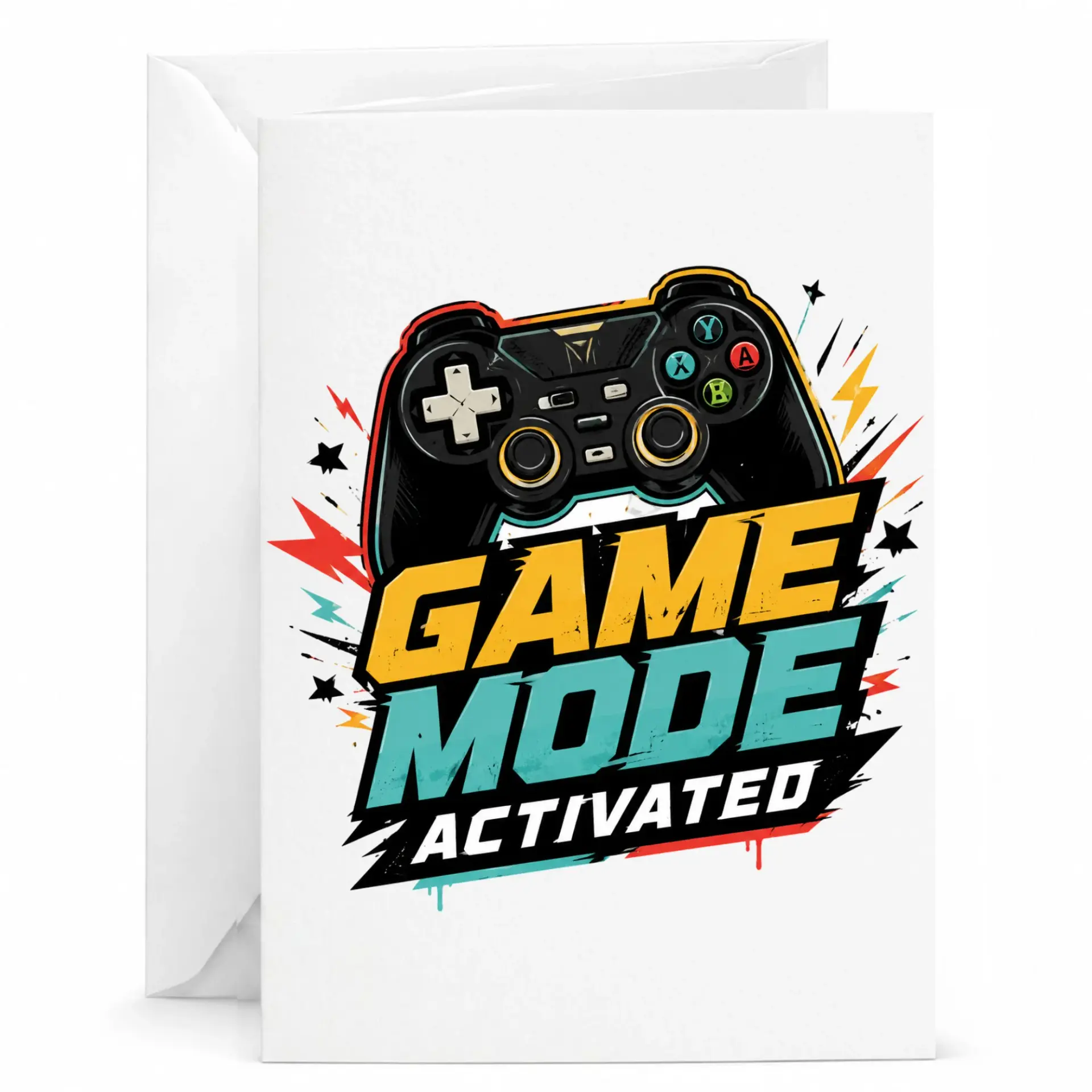 Funny Greeting Card Game Mode Activated Video Game Controller Design for Enthusiasts and Players 5x7 Inch Folded Card