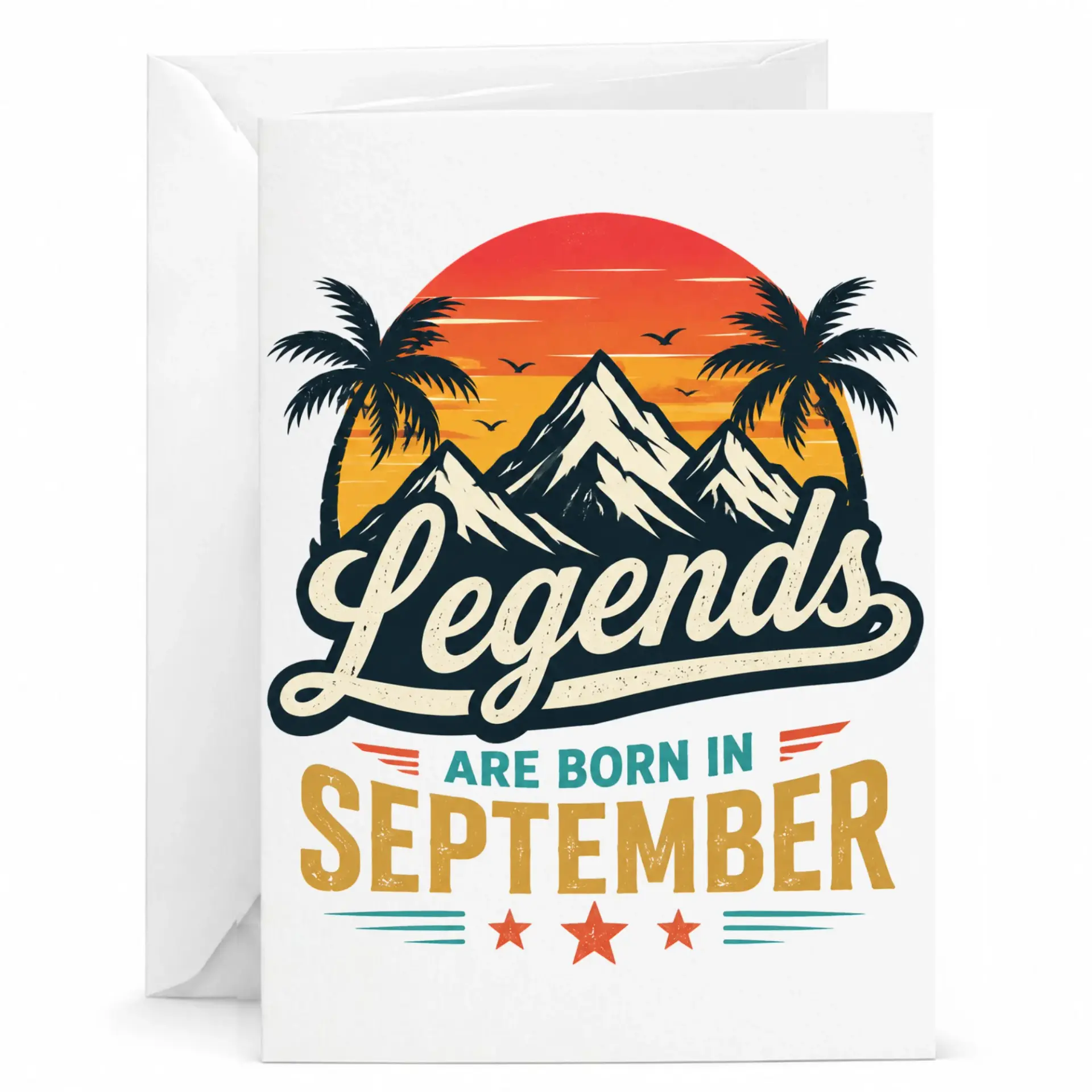 Birthday Card Legends Are Born in September Vintage Style Greeting Card for September Birthdays with Matching Envelope