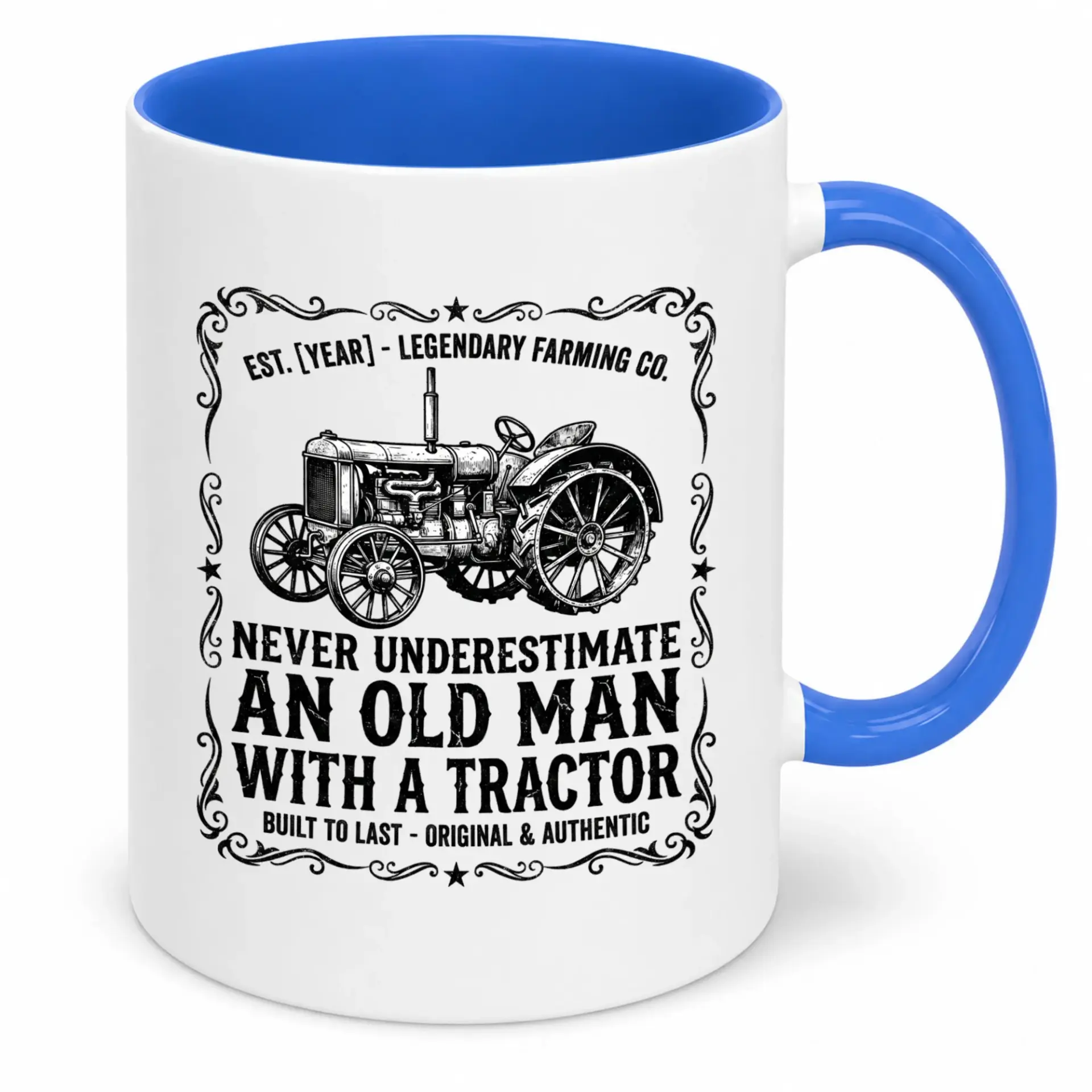 Funny Tractor Coffee Mug for Men Old Man Farming Ceramic Gift Farmers Style Beverage Cup Him 11oz or 15oz