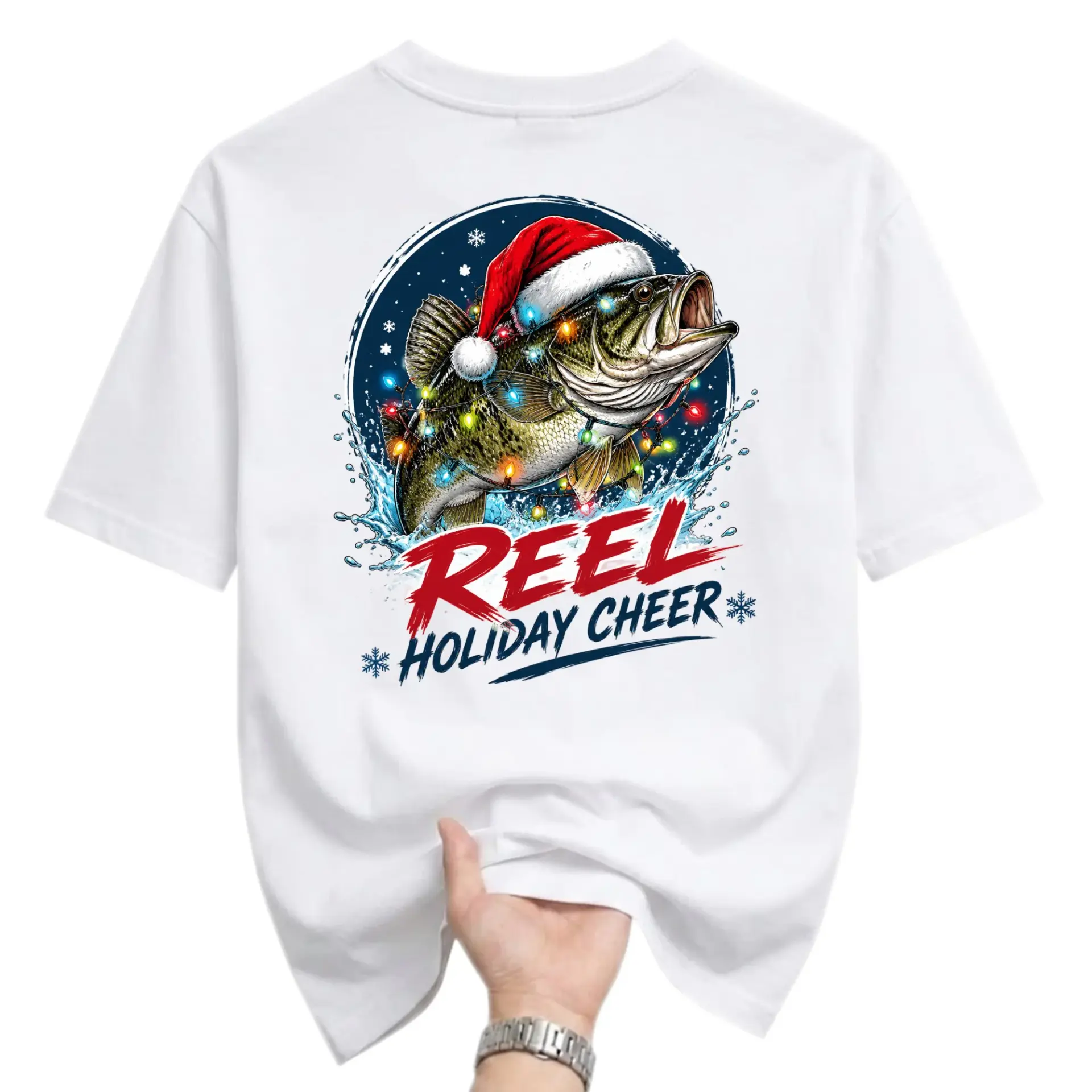 Graphic Tee Reel Holiday Cheer Fishing T-Shirt Funny Christmas Fisherman