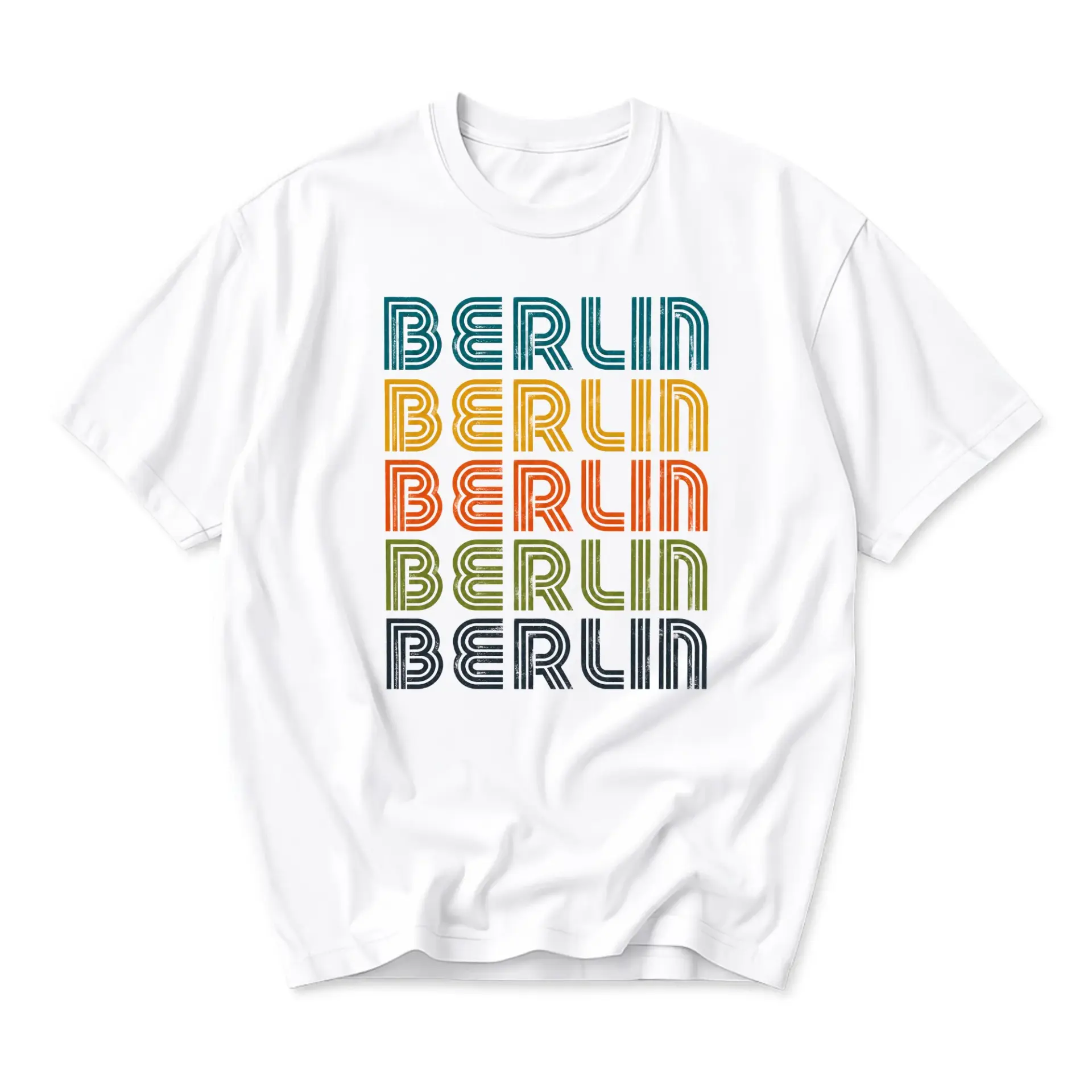 Graphic Tee Berlin Retro Style Unisex Short Sleeve Crew Neck Cotton Casual Everyday Apparel for City Enthusiasts