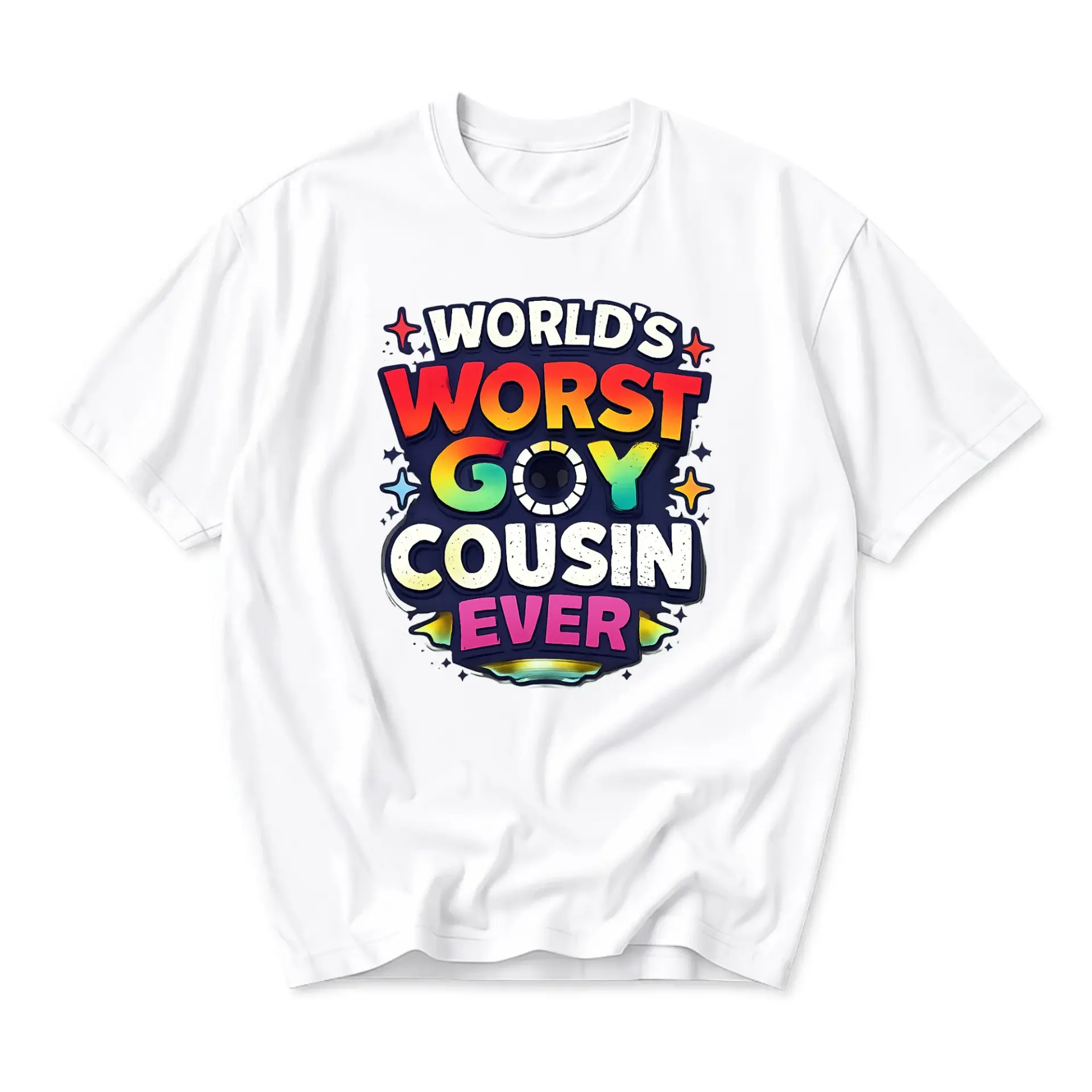 Funny Shirt World's Worst Goy Cousin Ever Graphic Tee Unisex Crew Neck Casual Cotton Blend Sarcastic Humor Apparel