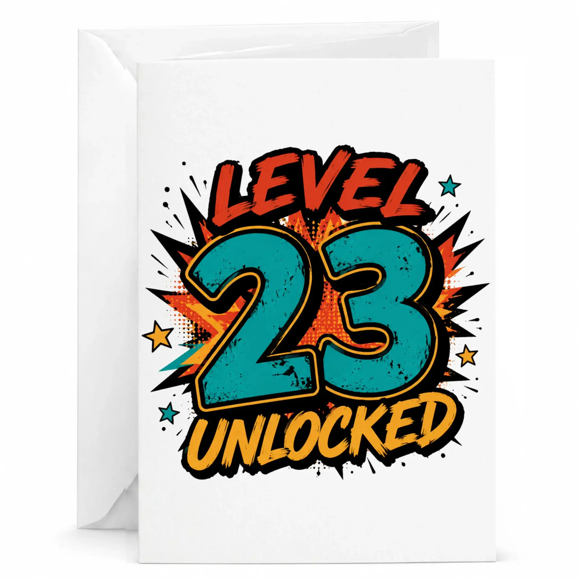 Funny Birthday Card Level 23 Unlocked Graphic Design Printed Greeting Card for Milestone Celebration 5x7 Folded
