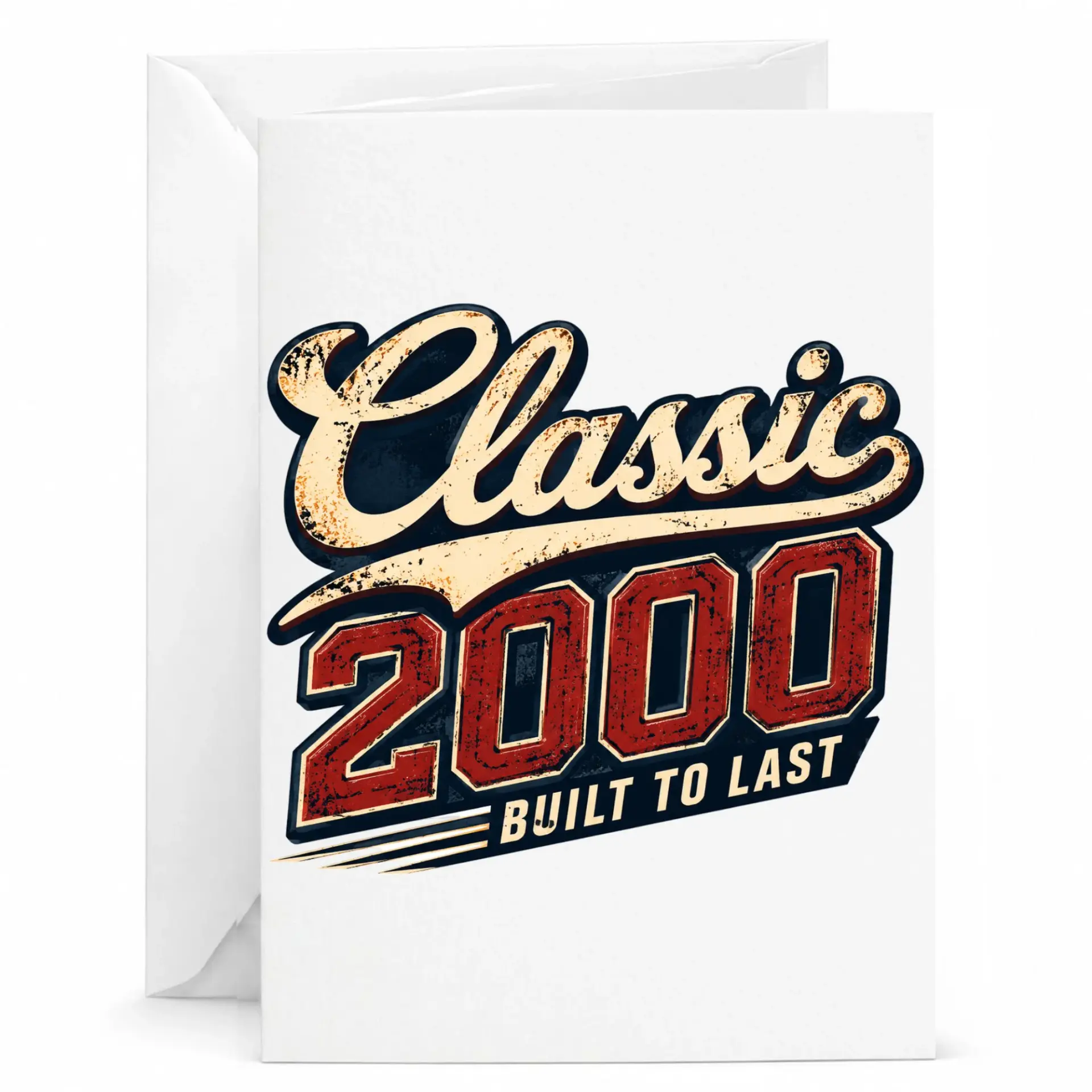 Birthday Greeting Card Classic 2000 Built to Last Vintage Style Stationery for Milestone Celebration and Anniversary