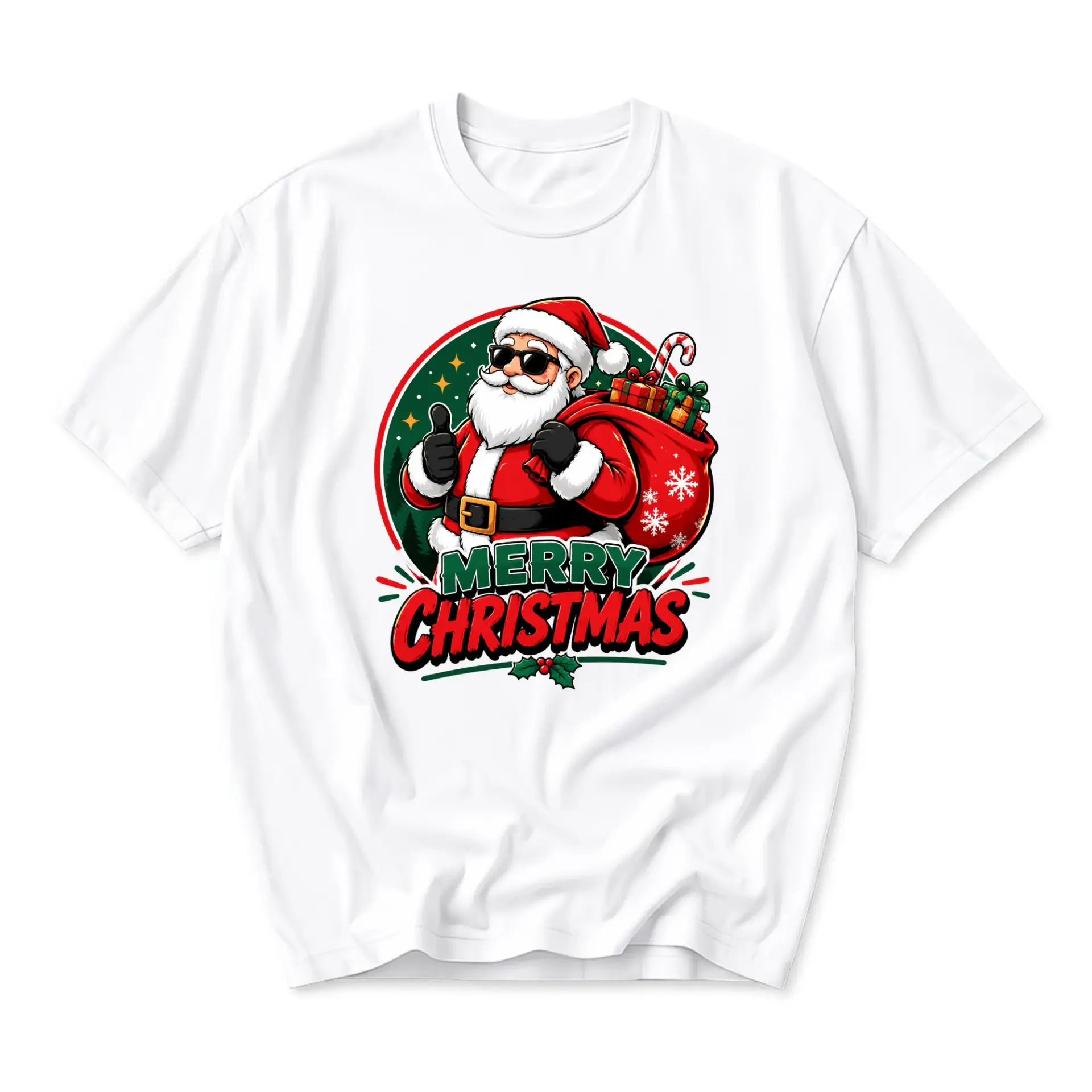 T-shirt Merry Christmas Santa Claus Graphic Tee Cool Holiday Season Apparel for Casual Wear Festive Party Outfit