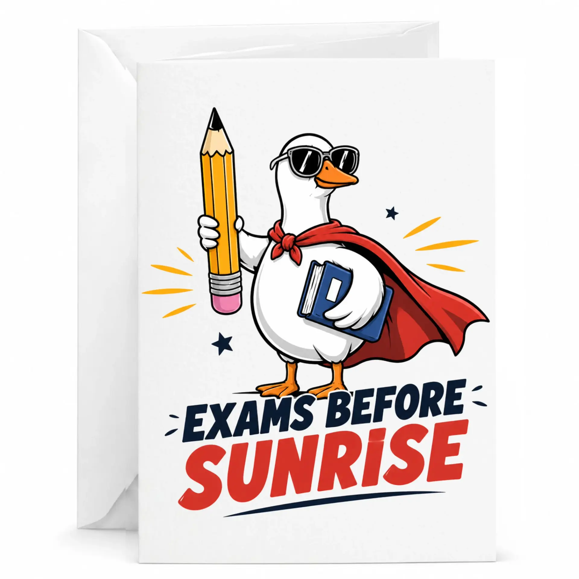 Funny Greeting Card Featuring a Super with a Pencil and Book for Encouragement Academic Support