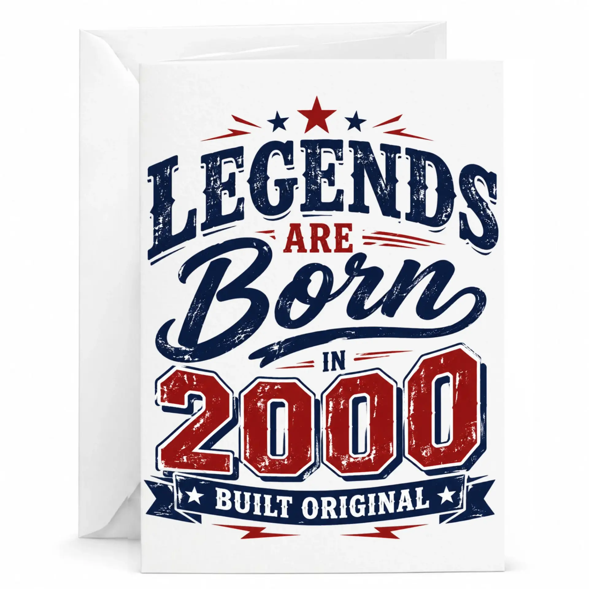 Greeting Card Legends Are Born in 2000 Built Original Birthday Card for Milestone Celebration 5x7 Inches
