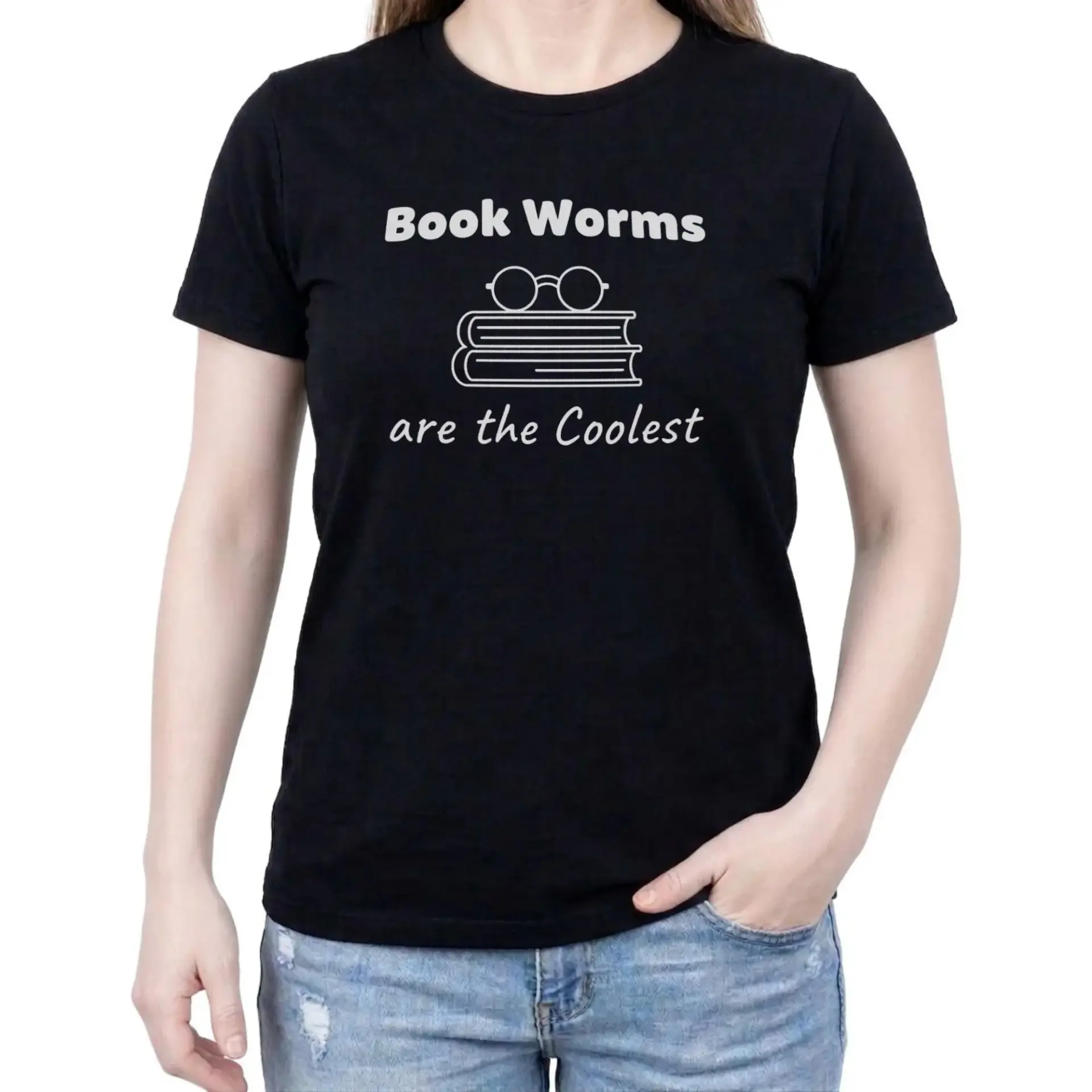 Graphic Tee Book Worms Are the Coolest Unisex Printed T-Shirt Casual Short Sleeve Reading Literature Top
