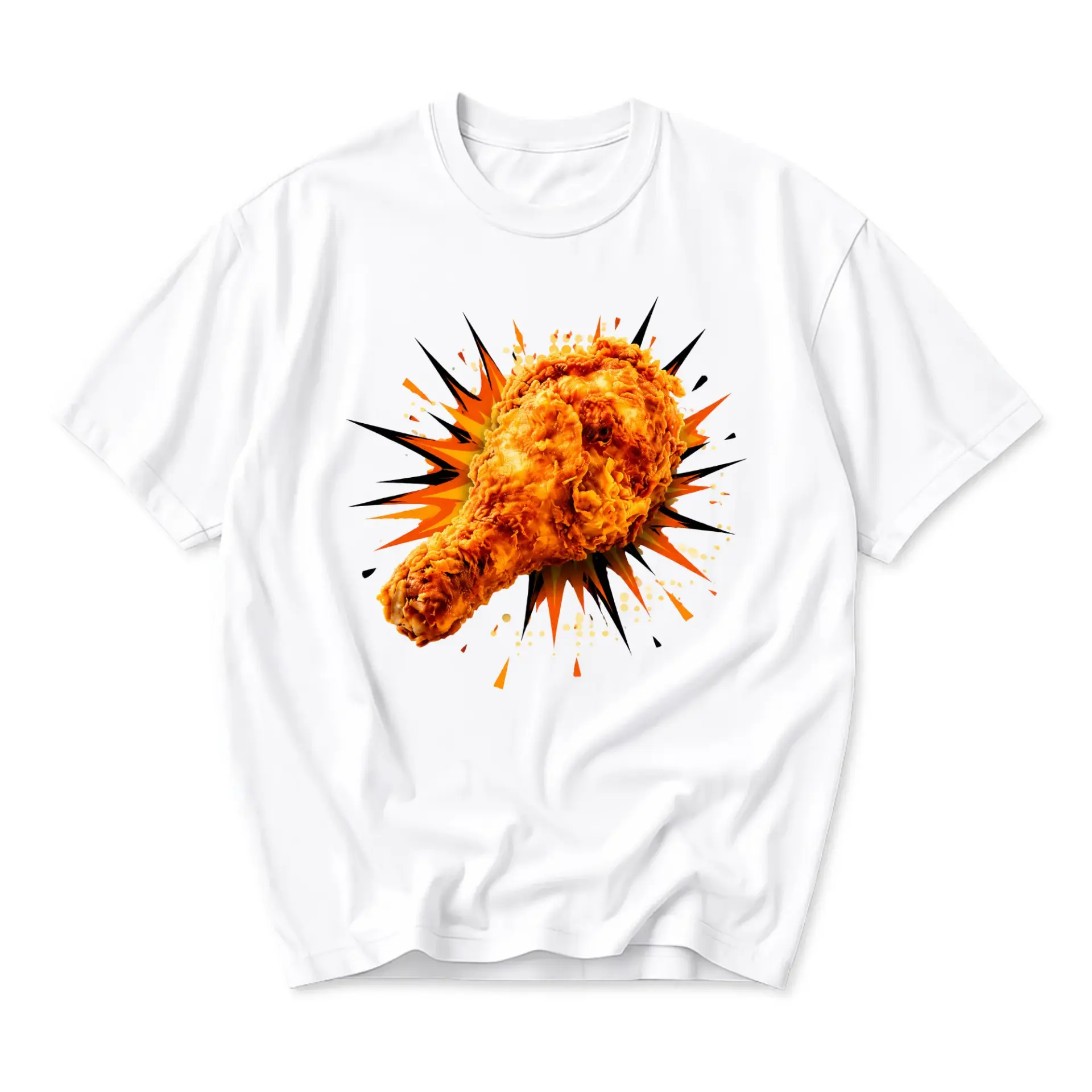 Funny Shirt Featuring a Crispy Fried Chicken Leg Graphic Design Casual Unisex Crew Neck Comfortable Cotton Tee