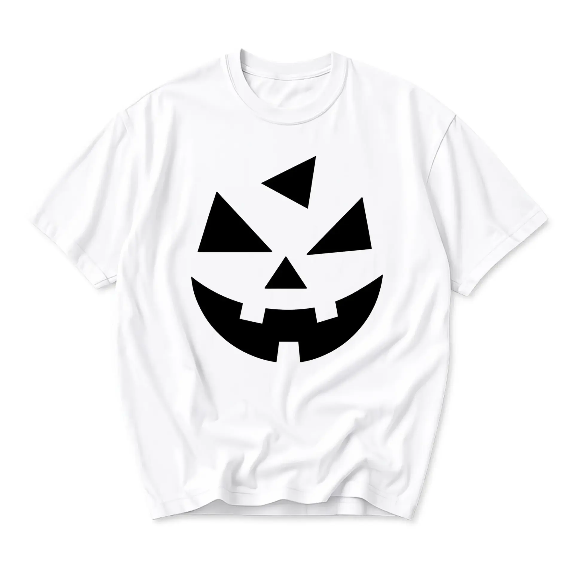Graphic Tee Unisex Jack O Lantern Pumpkin Face Halloween T-Shirt Minimalist Holiday Season Short Sleeve Casual Shirt