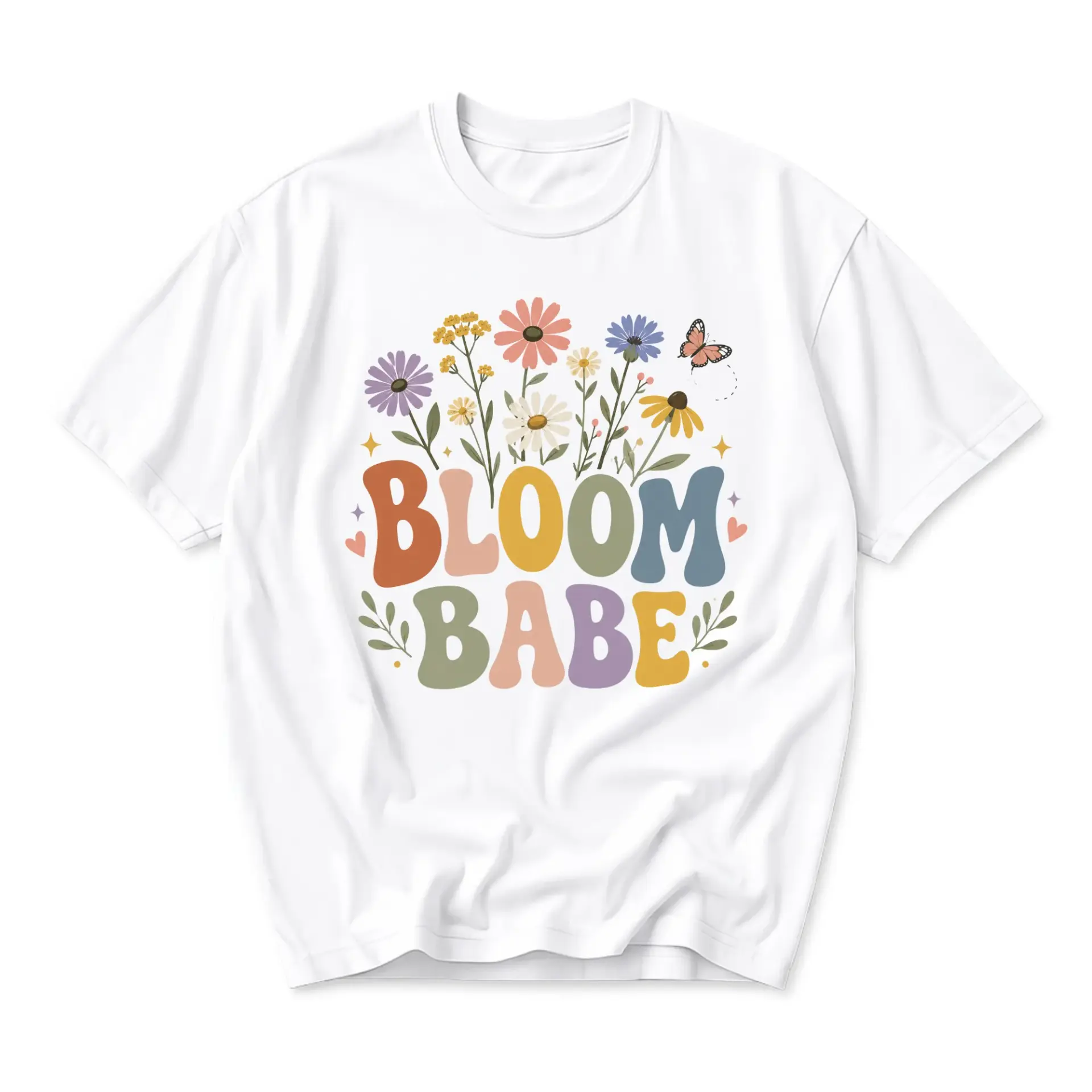 Graphic Tee Bloom Floral Retro Flower Shirt Unisex Casual Crew Neck