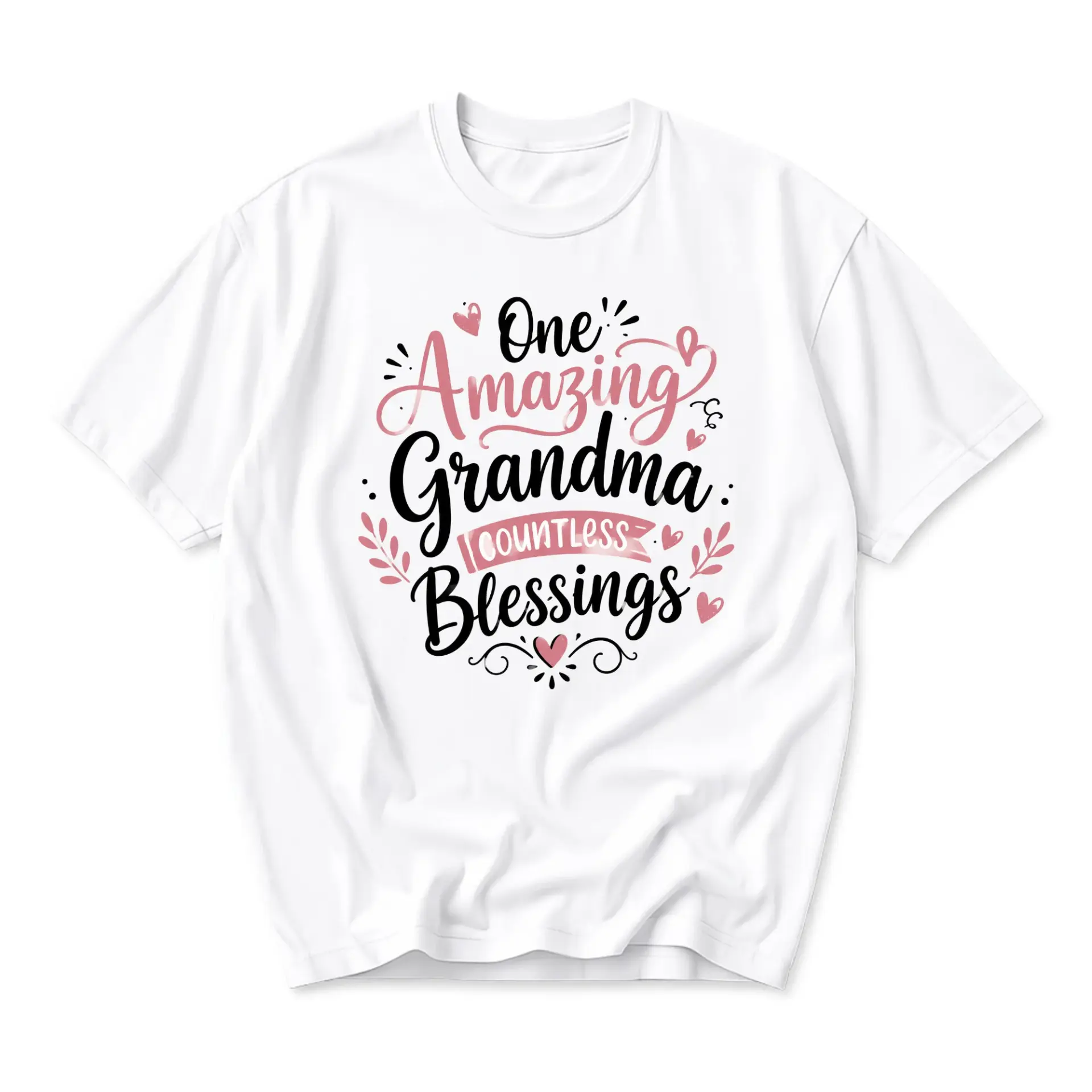 Funny Shirt One Amazing Grandma Countless Blessings Graphic Tee Casual Soft