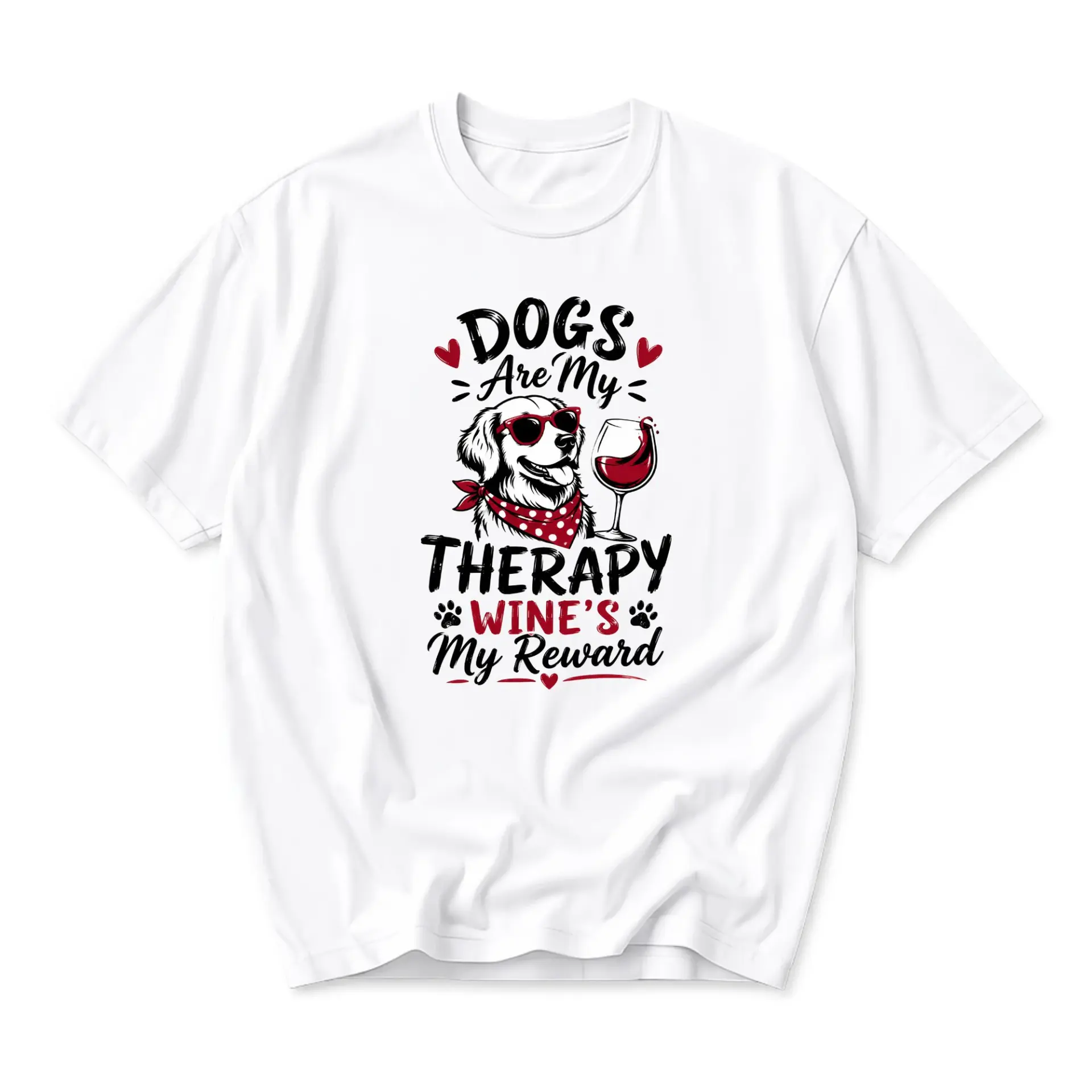 Funny Shirt Are My Therapy Wine Is My Reward Graphic Tee Unisex Casual Crew