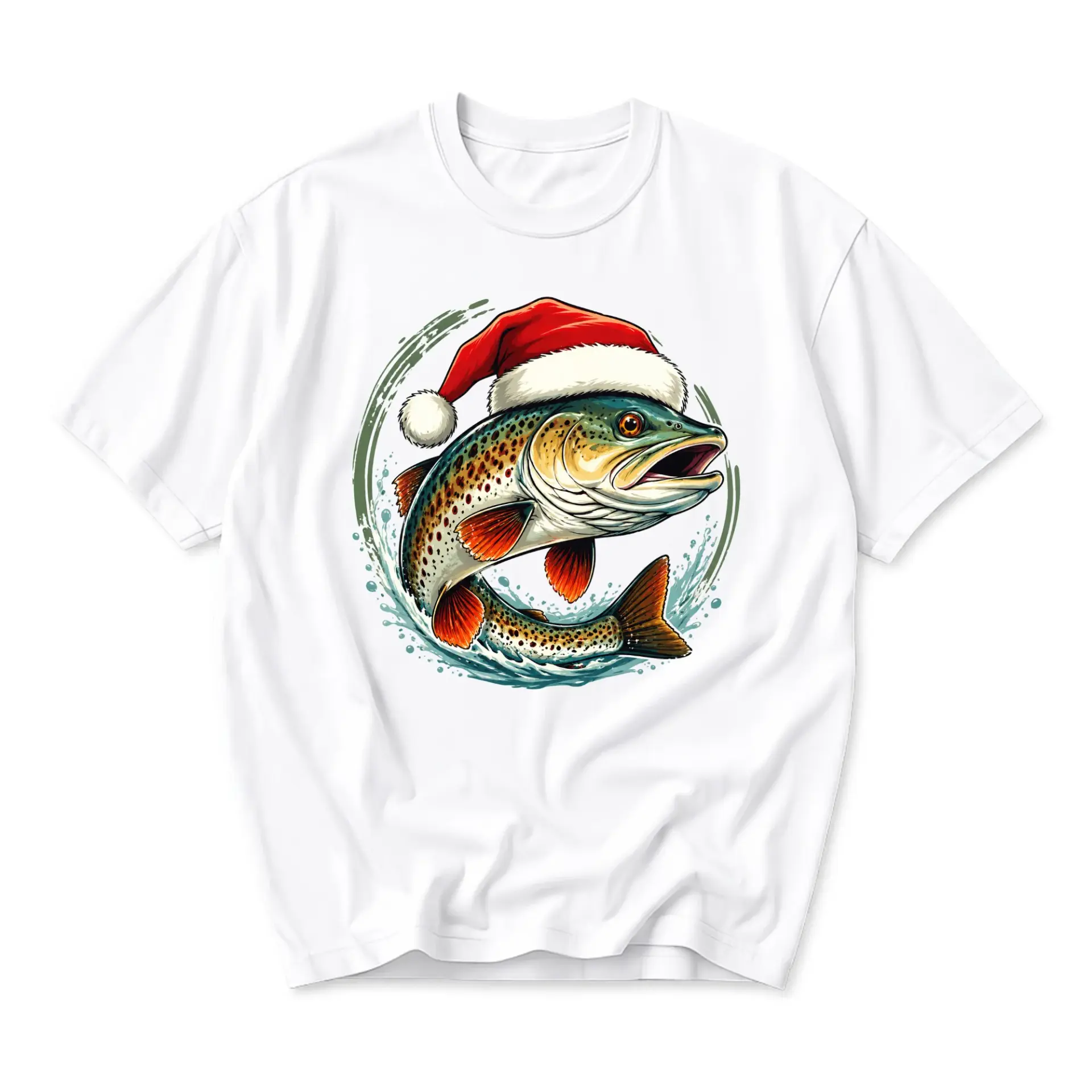 Graphic Tee Christmas Fishing Shirt Outdoors Seasonal Apparel Holiday