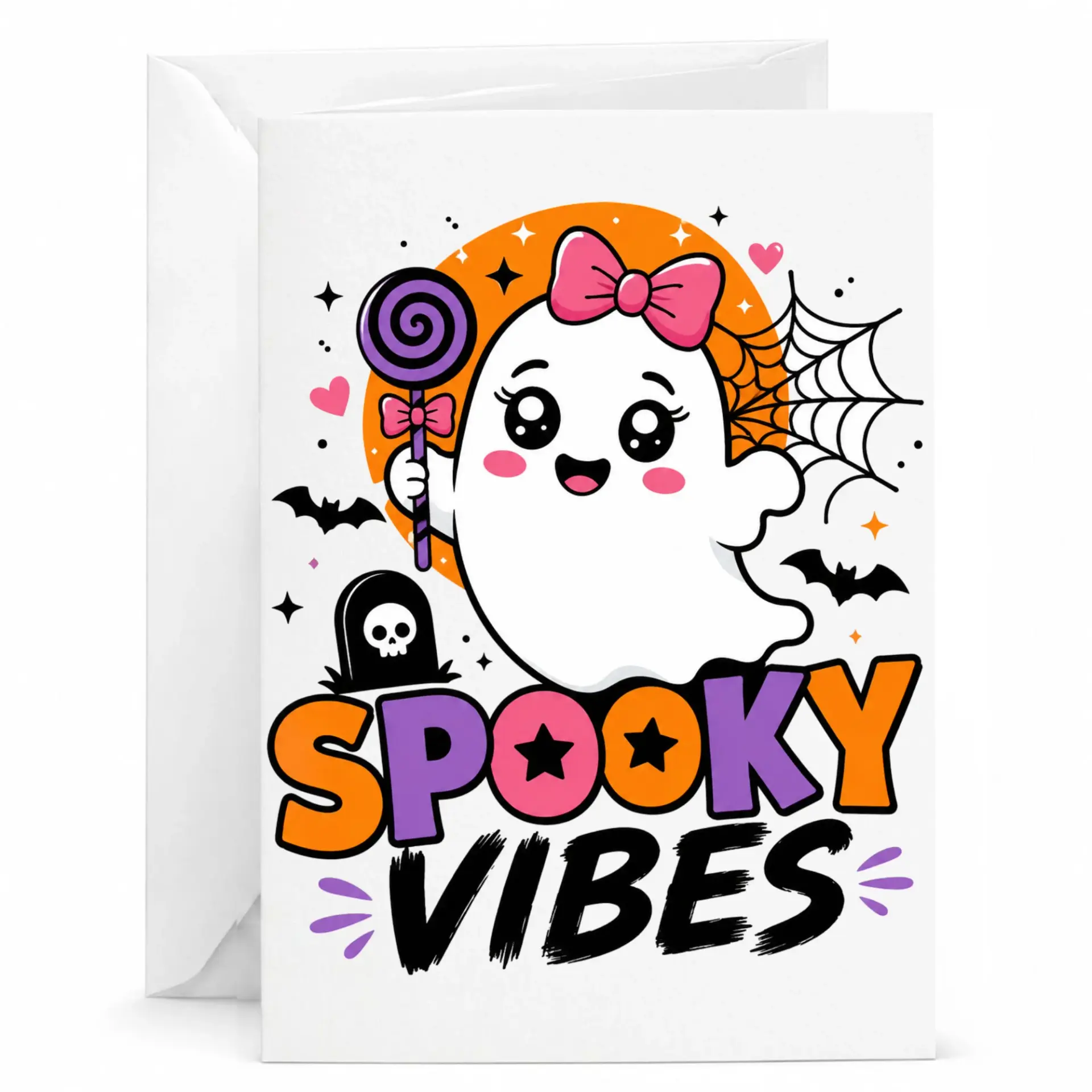 Greeting Card Spooky Vibes Cute Illustration Heavyweight Paper