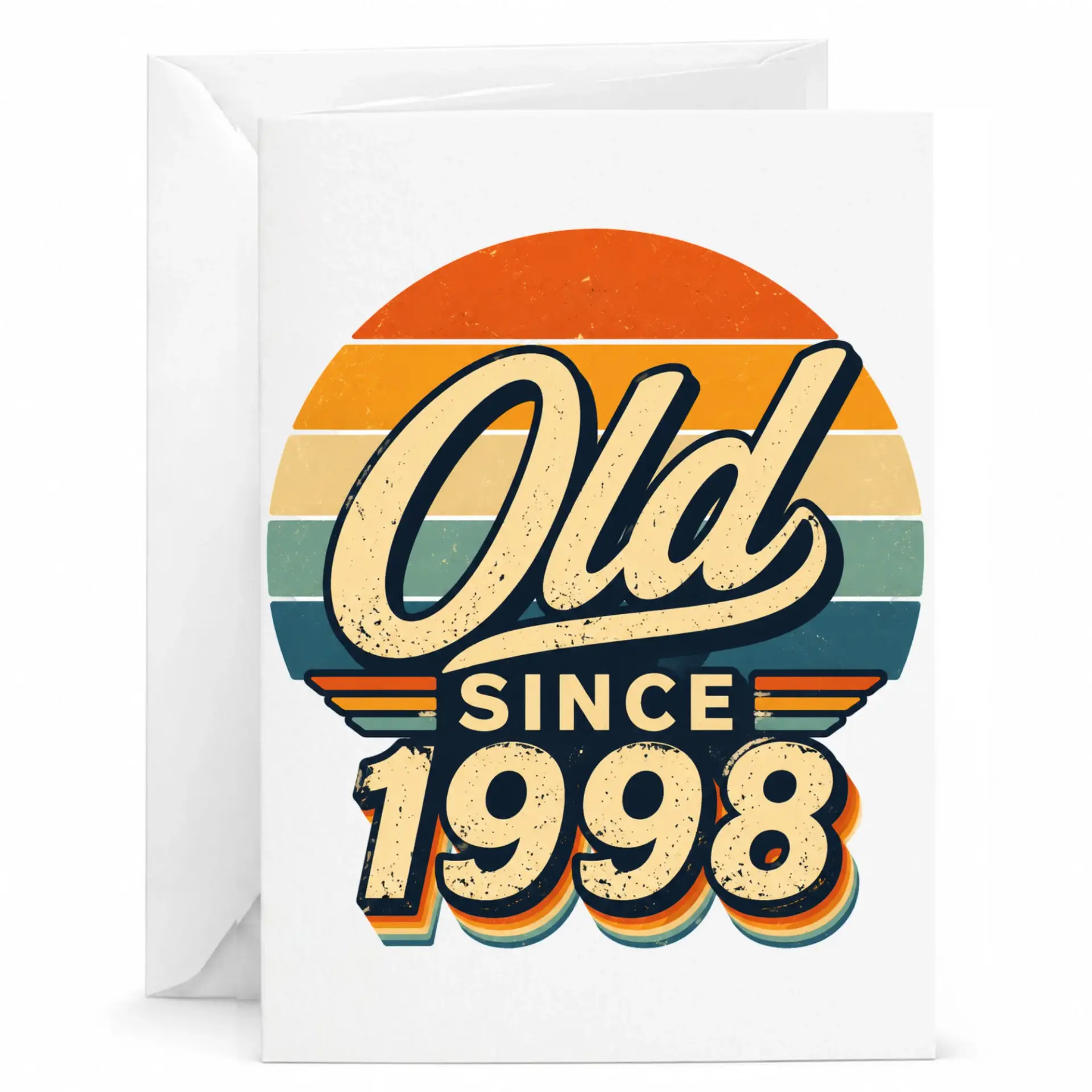 Funny Birthday Card Old Since 1998 Vintage Retro Sunset Design Milestone Anniversary Encouragement Greeting Card