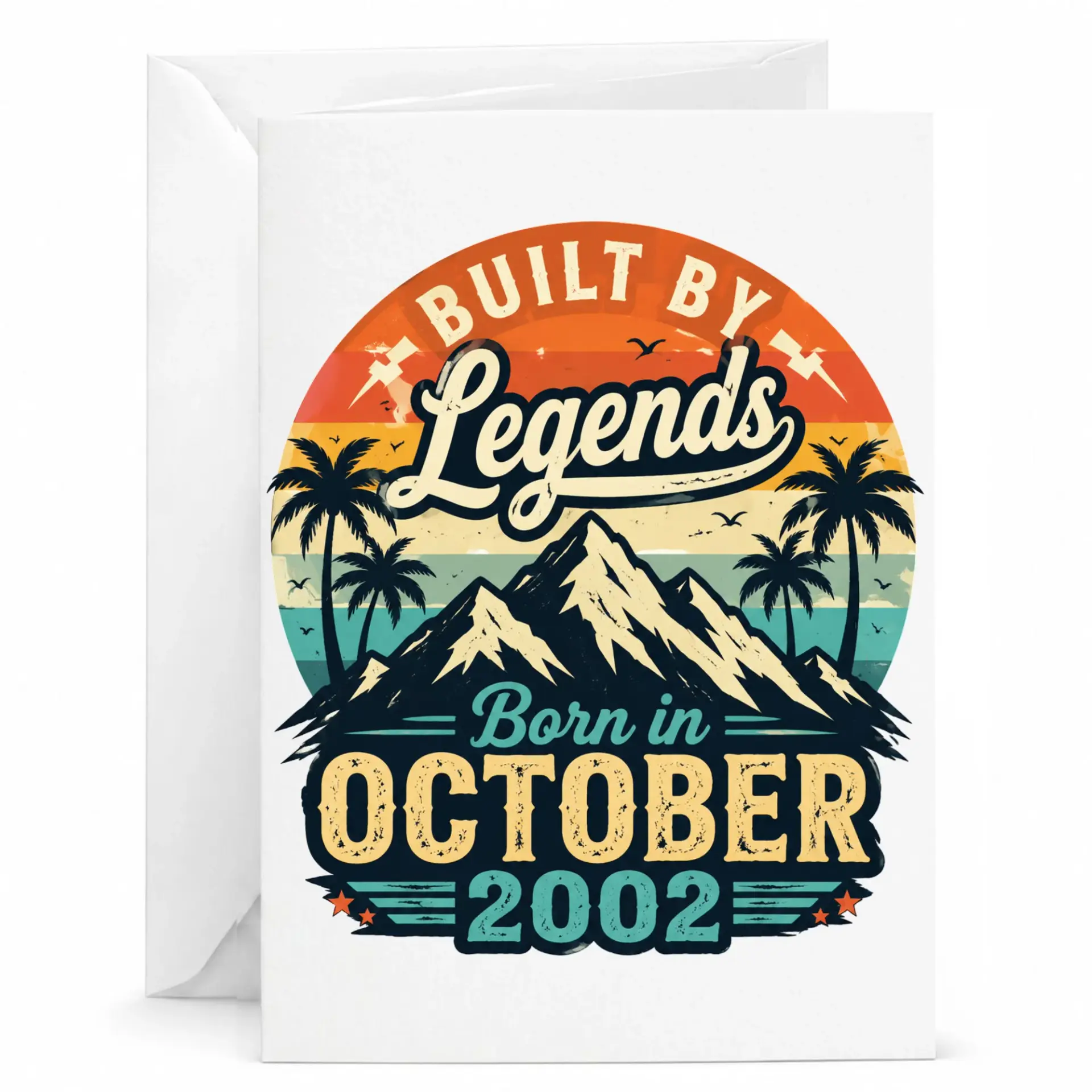 Birthday Card Built by Legends Born in October 2002 Vintage Style Greeting Card for Milestone Celebration Occasions