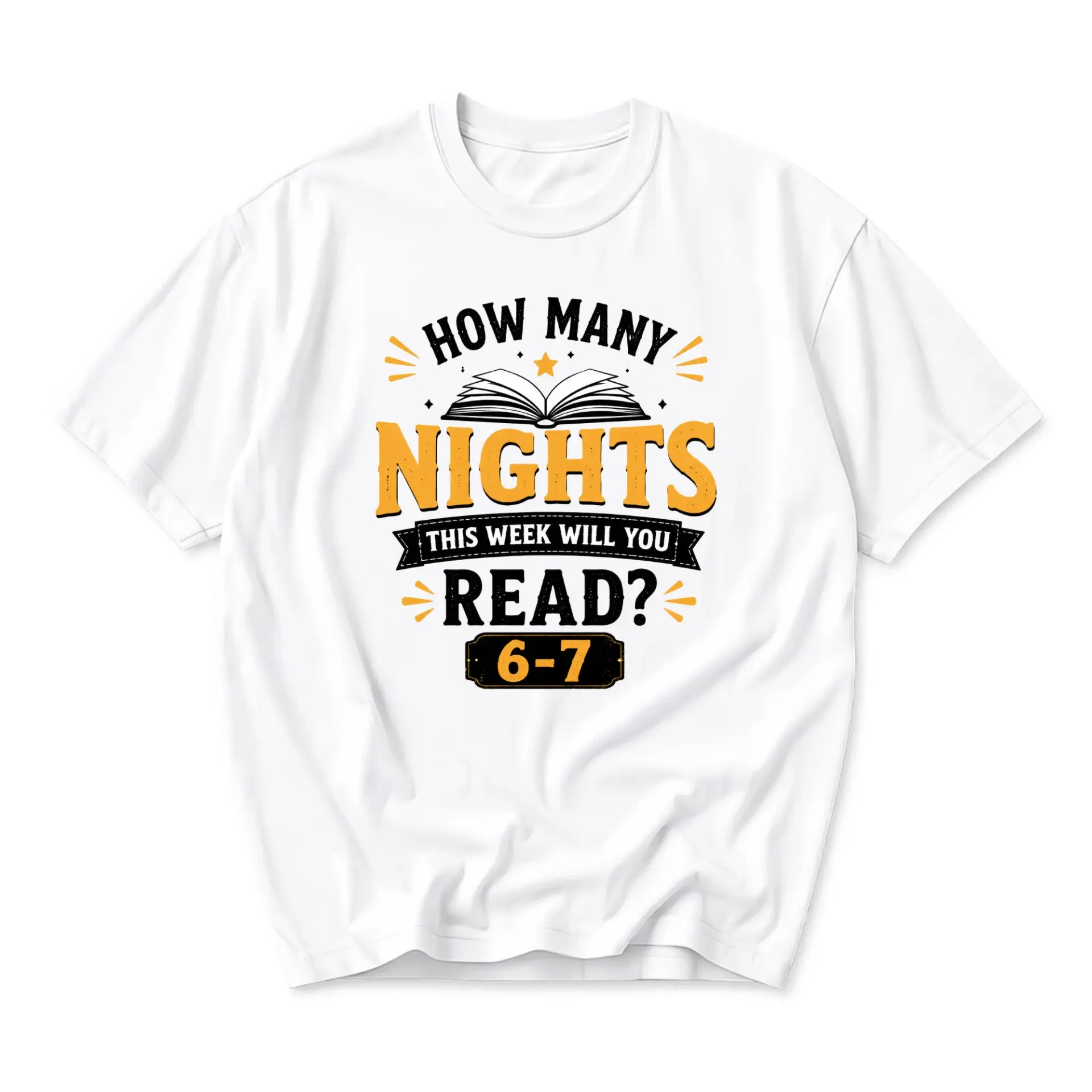 Graphic Tee How Many Nights Will You Read 6-7 Unisex Crew Neck Short Sleeve Cotton Casual Everyday Apparel Shirt