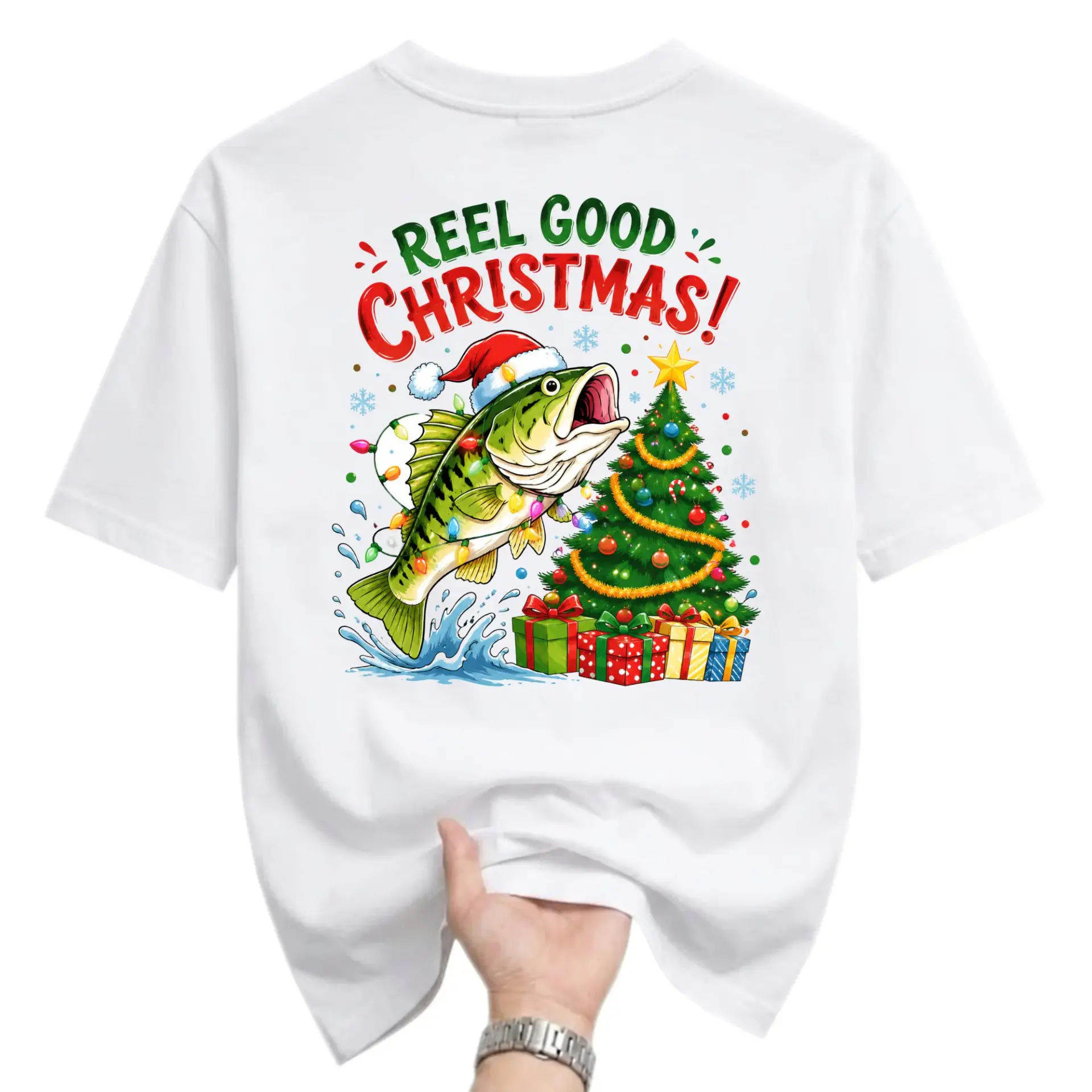 Funny Shirt Reel Good Christmas Fishing T-Shirt Holiday Theme Graphic Apparel for Seasonal Outdoor Enthusiasts