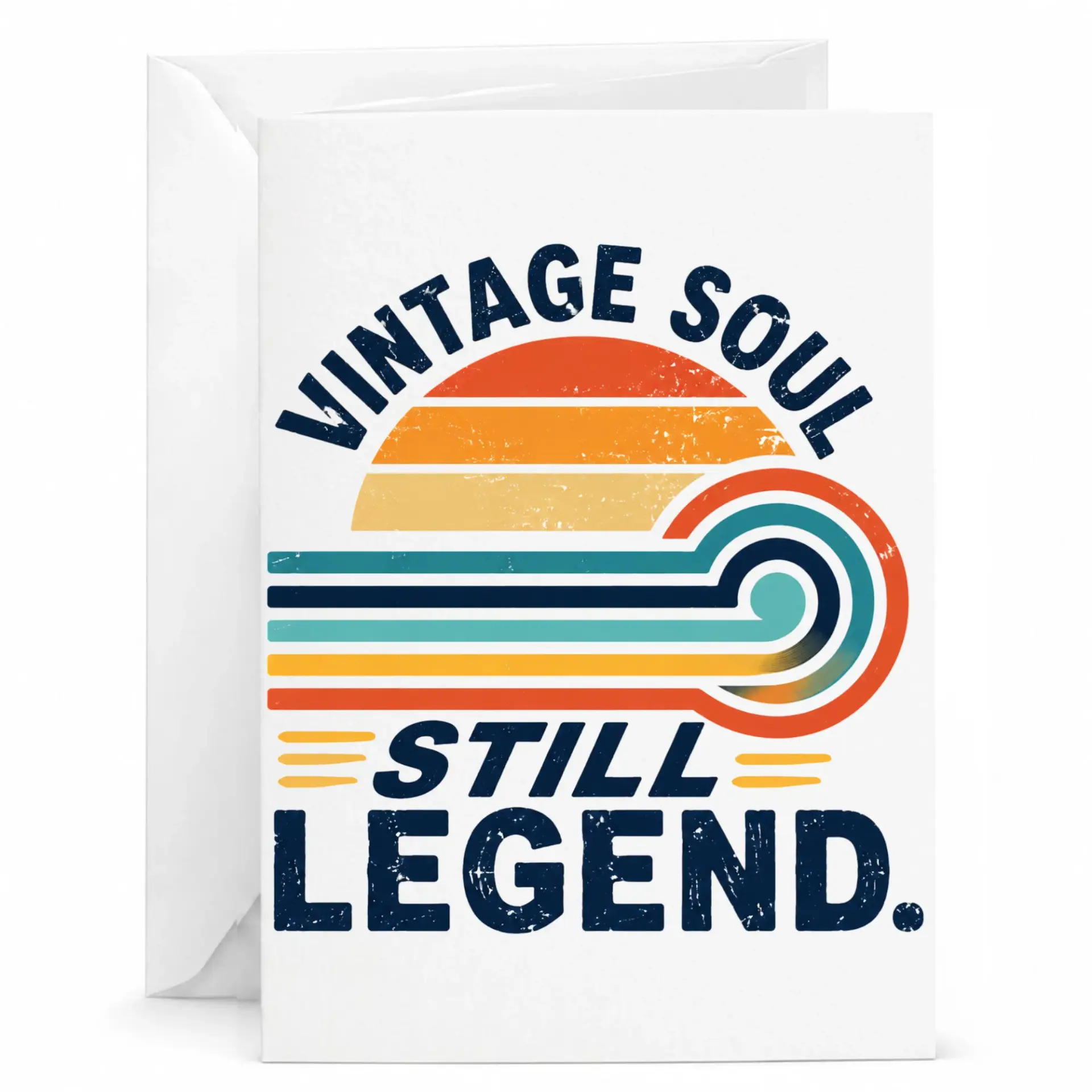 Greeting Card Vintage Soul Still Legend Retro Sunset Design for Birthday Anniversary Celebration and Encouragement