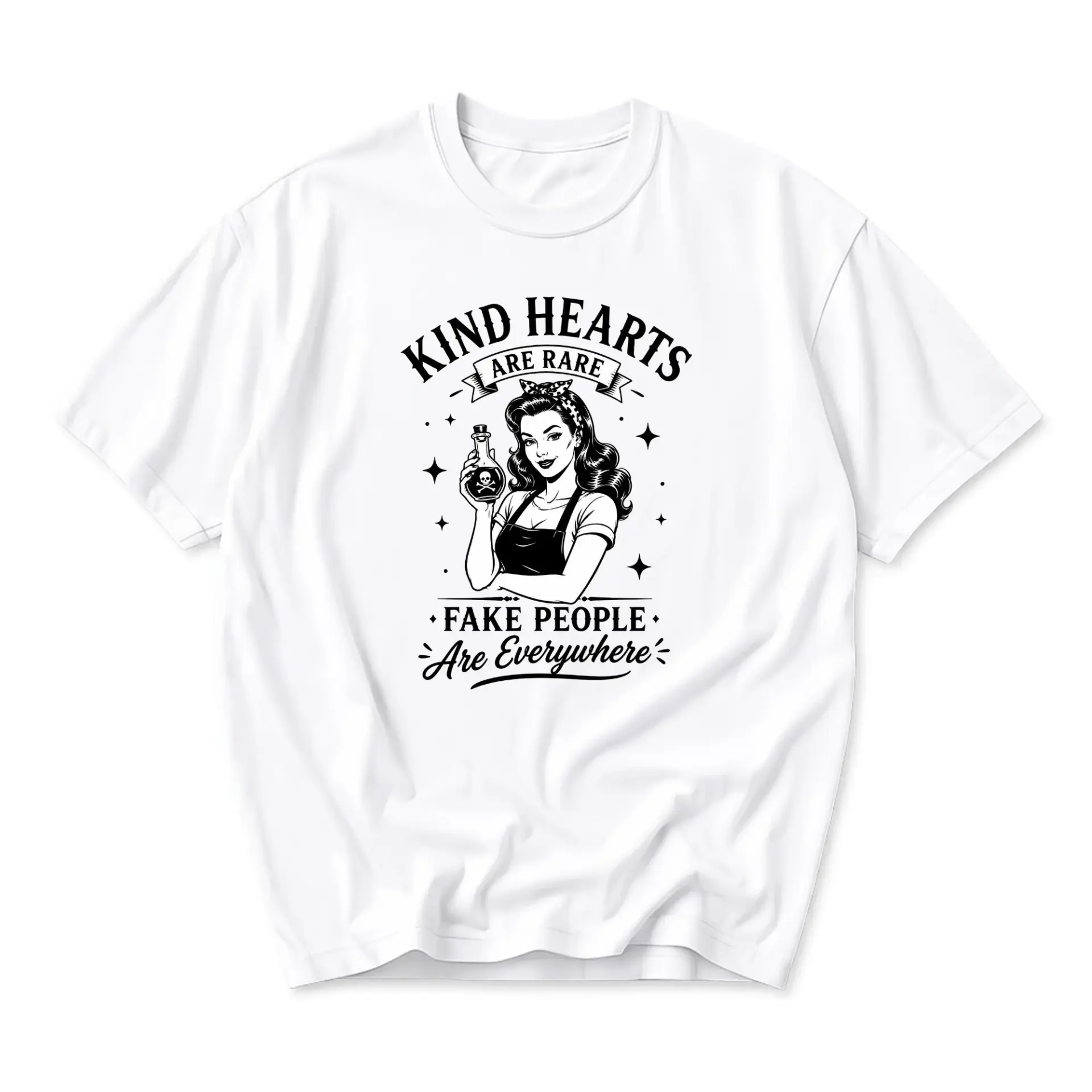 Funny Shirt Kind Hearts Are Rare Fake People Are Everywhere Graphic Tee Unisex Casual Crew Neck Top for Everyday Wear
