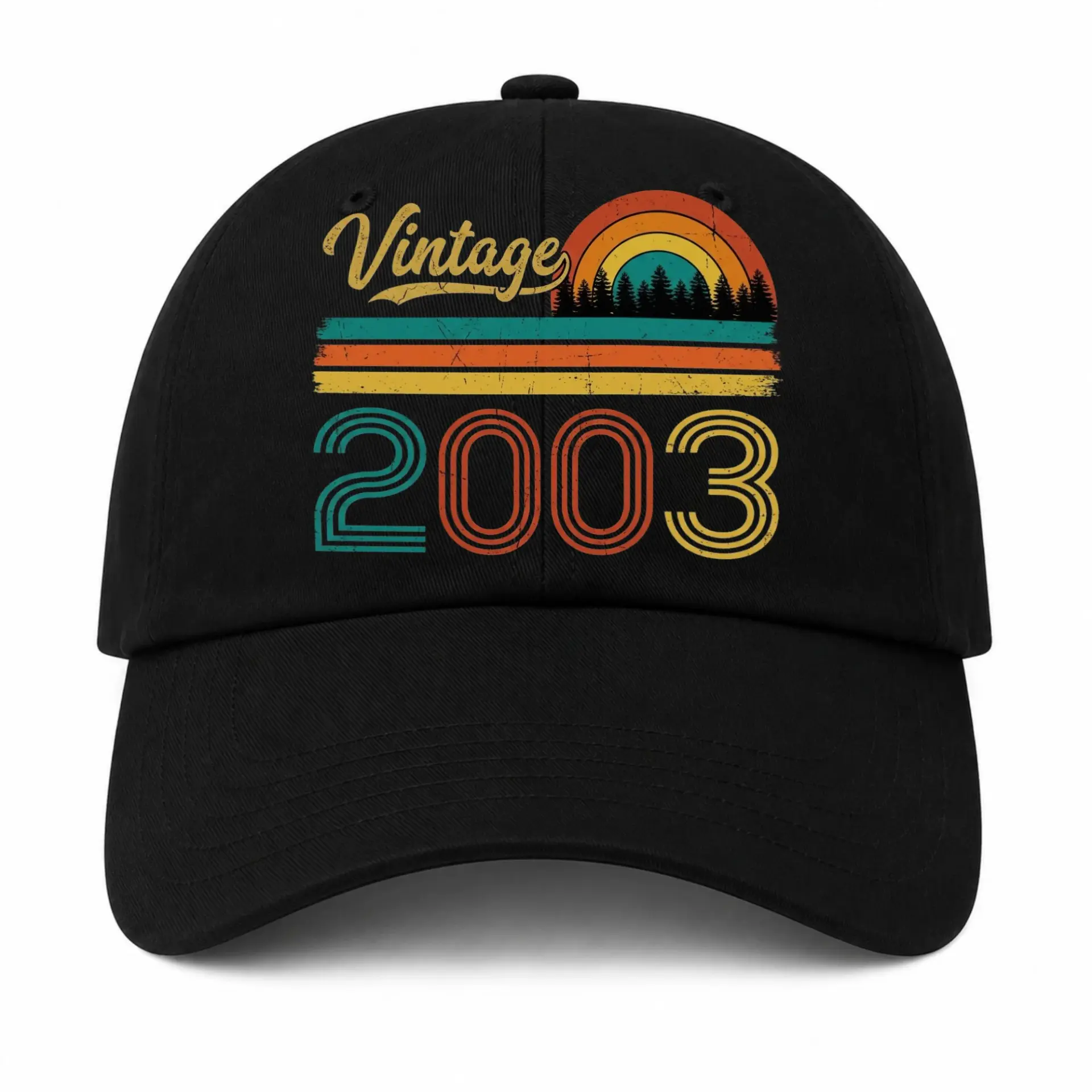 Baseball Cap Vintage 2003 Retro Sunset Graphic Embroidered Dad Hat