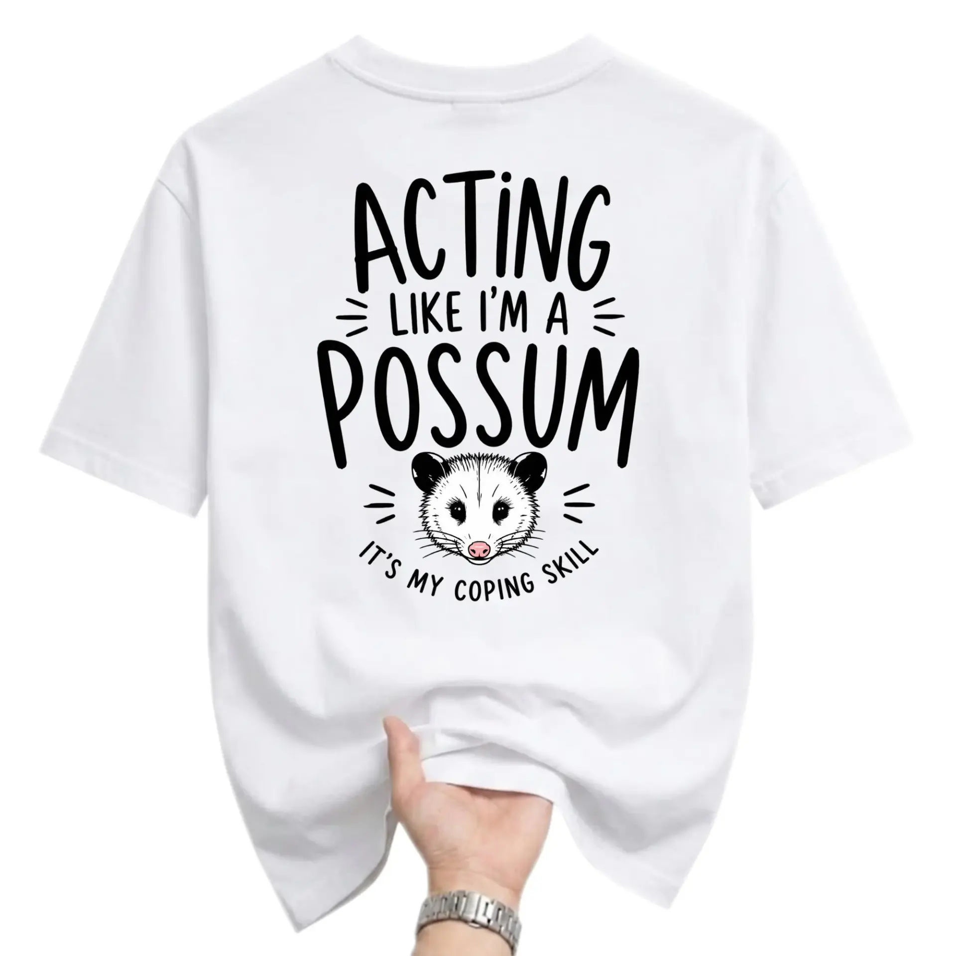 Funny Shirt Acting Like I Am a Possum Graphic Tee Unisex Crew Neck Apparel for Casual Everyday Wear and Self Expression