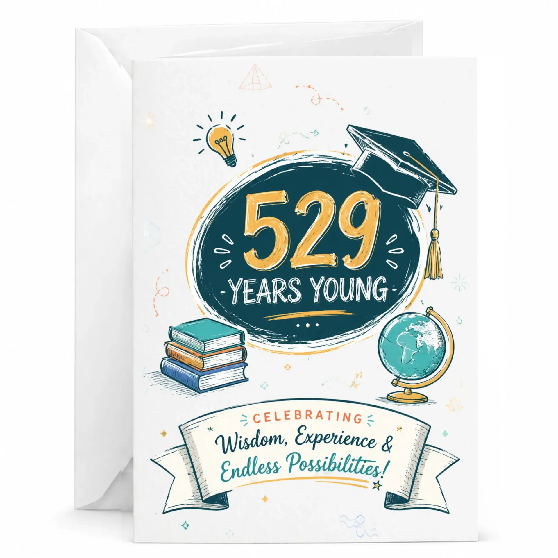 Greeting Card Celebrating 529 Years Young Funny Milestone Birthday Achievement Featuring Academic Design Elements