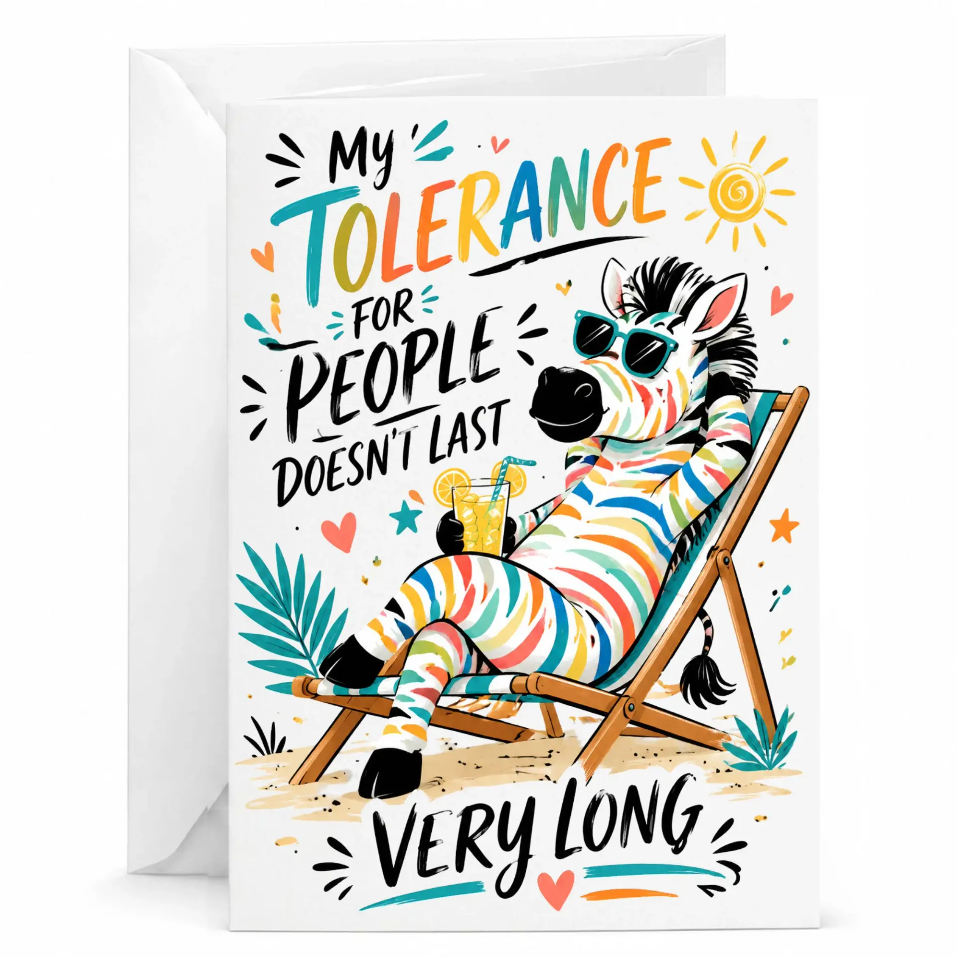 Funny Greeting Card with Relaxing on Beach Chair for Sarcastic Humor and Casual Birthday Congratulations