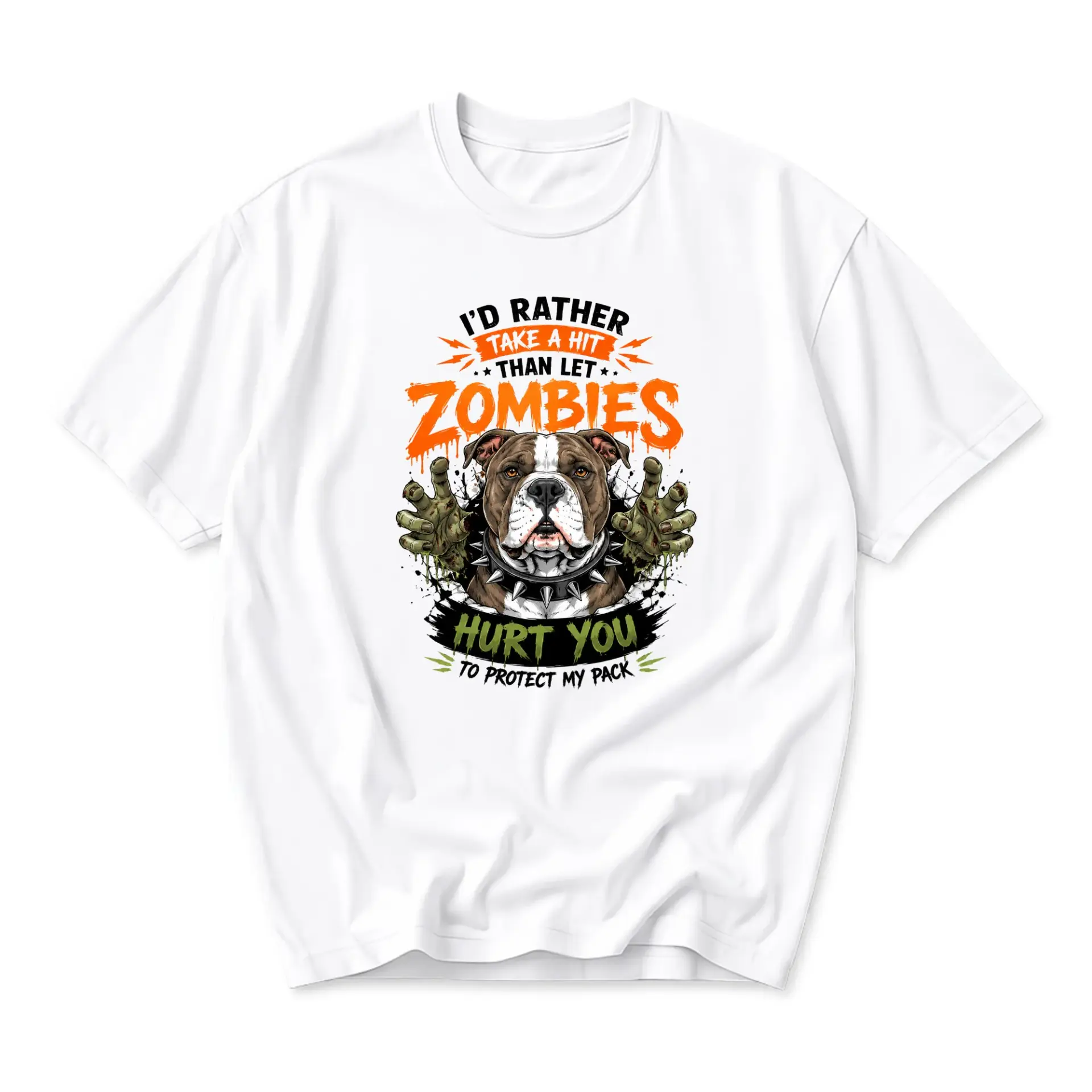 Funny Shirt I'd Rather Take a Hit Than Let Zombies Hurt You Graphic Tee Unisex Casual Apparel for Dog Lovers