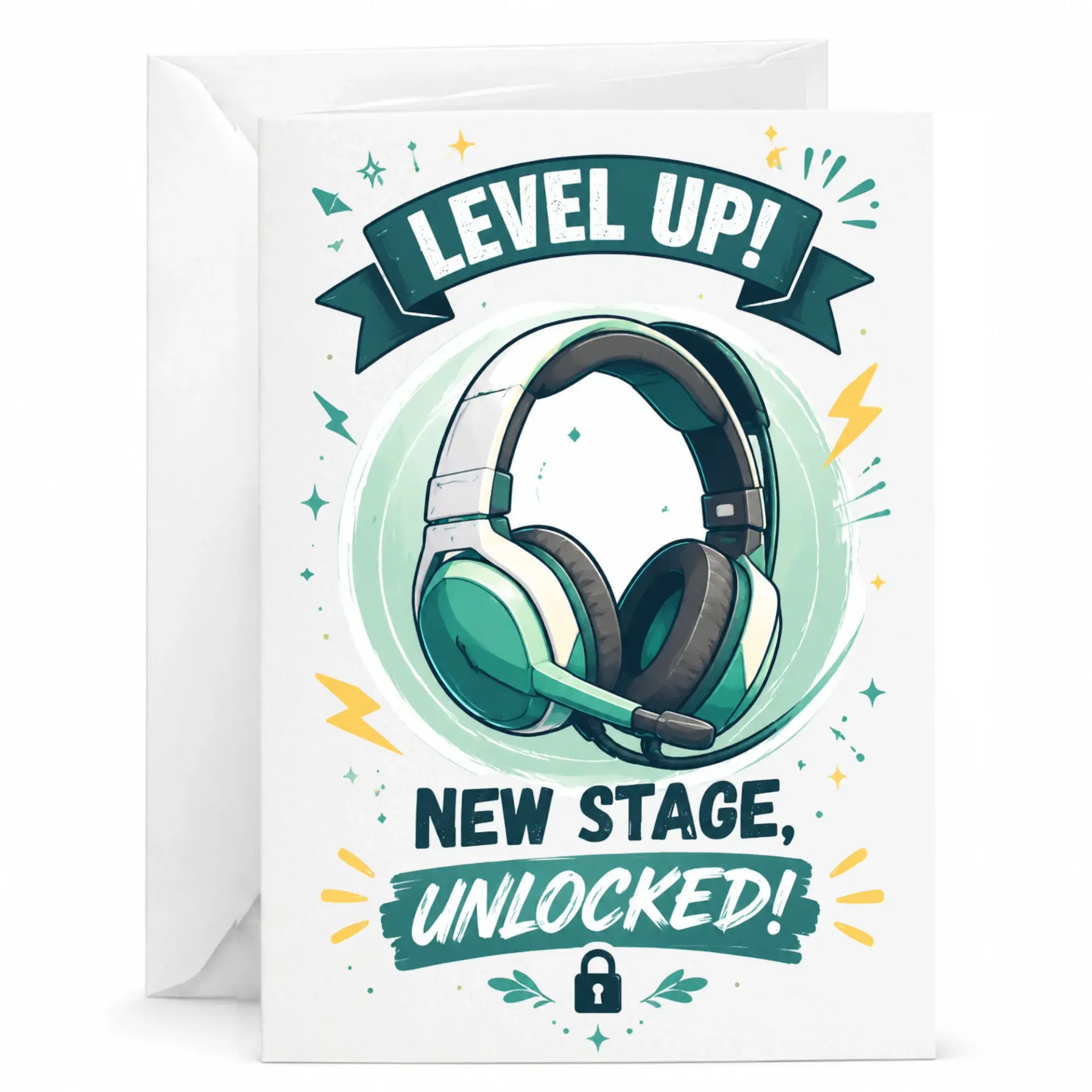 Greeting Card Level up New Stage Unlocked Funny Gaming Themed Stationery for Special Occasions and Milestone Moments