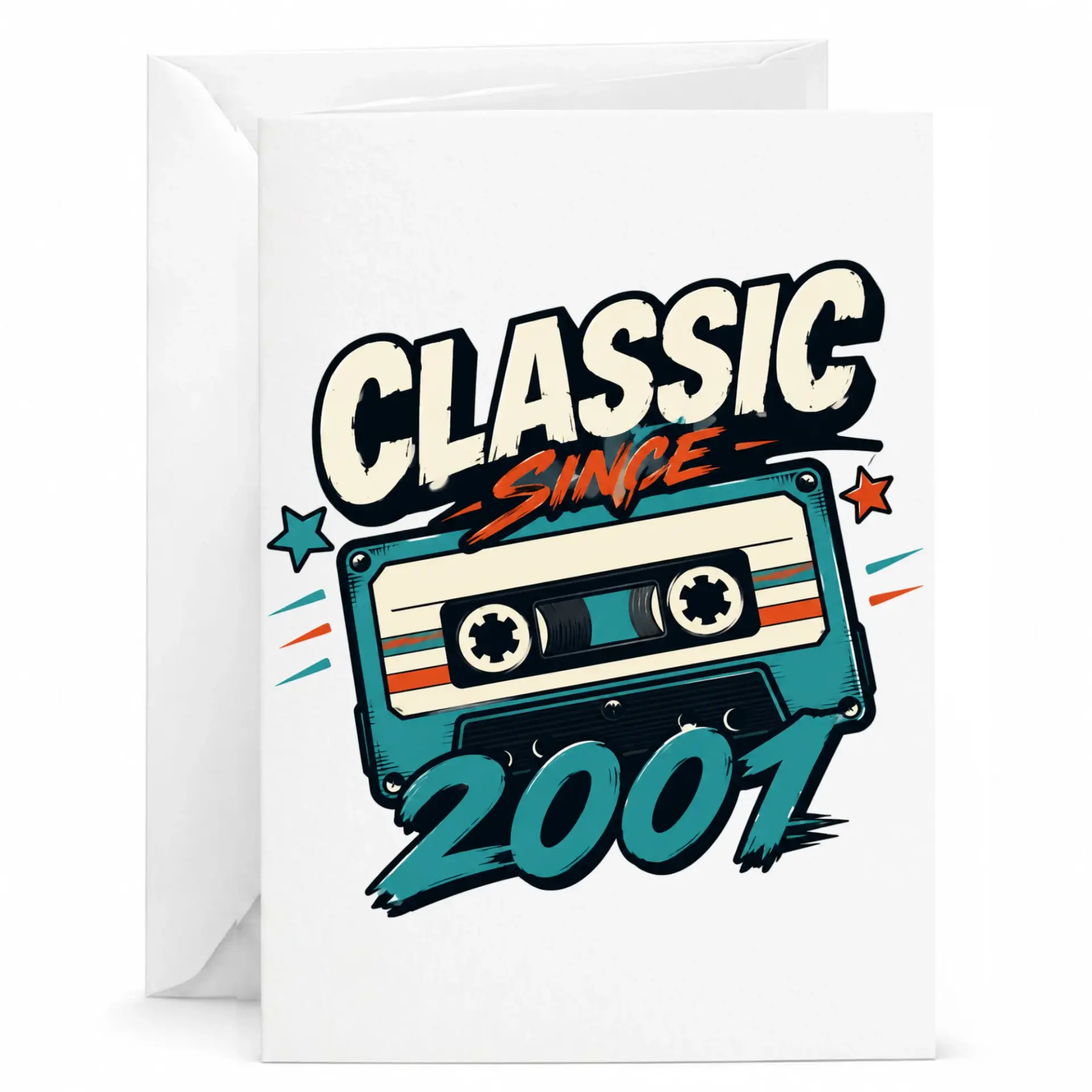 Birthday Card Classic Since 2001 Vintage Retro Cassette Tape Design Greeting Card for Milestone Year Celebration