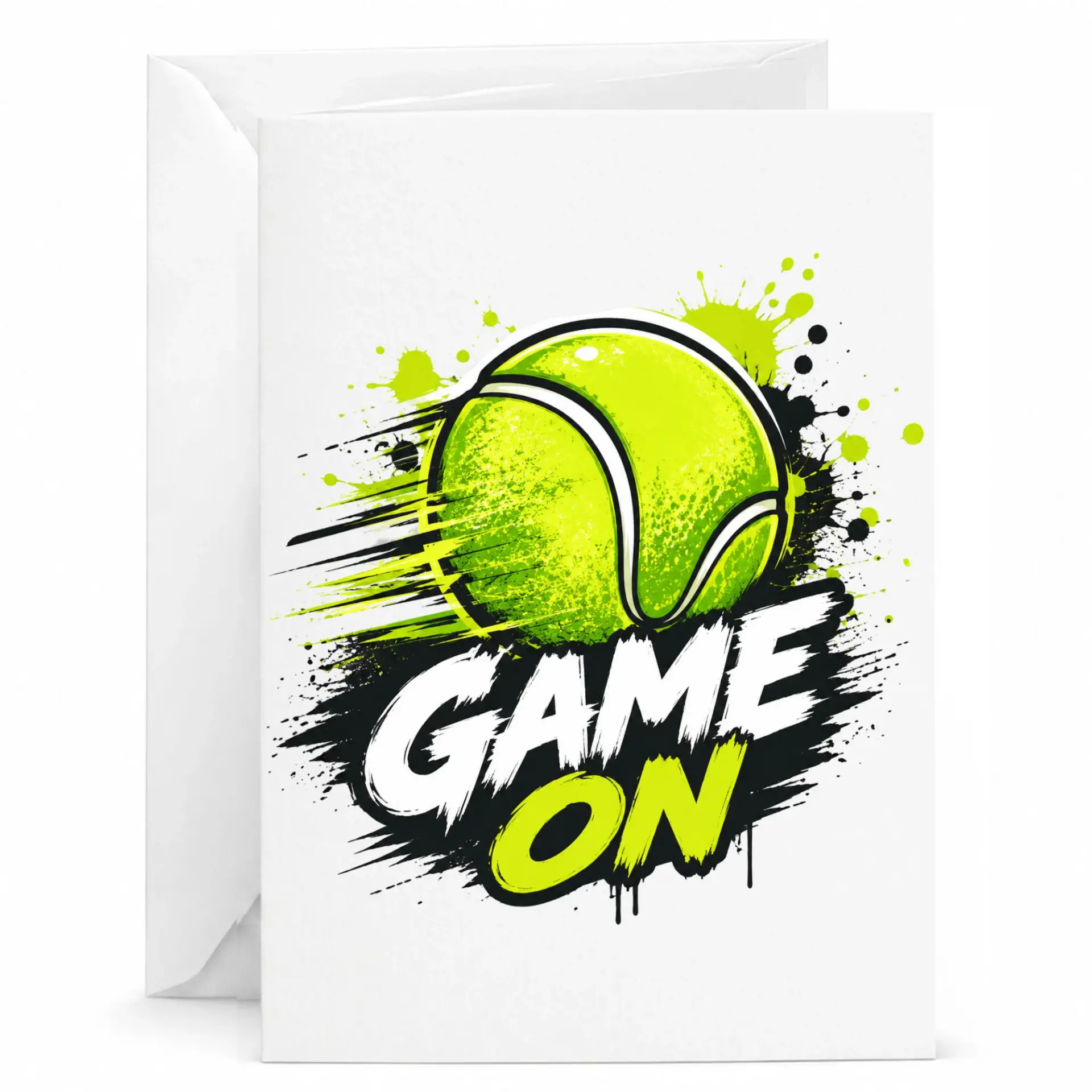 Greeting Card Tennis Game on Sports Themed Note Card for Enthusiasts Athletic Stationery Gift for Any Occasion 5x7 Inches