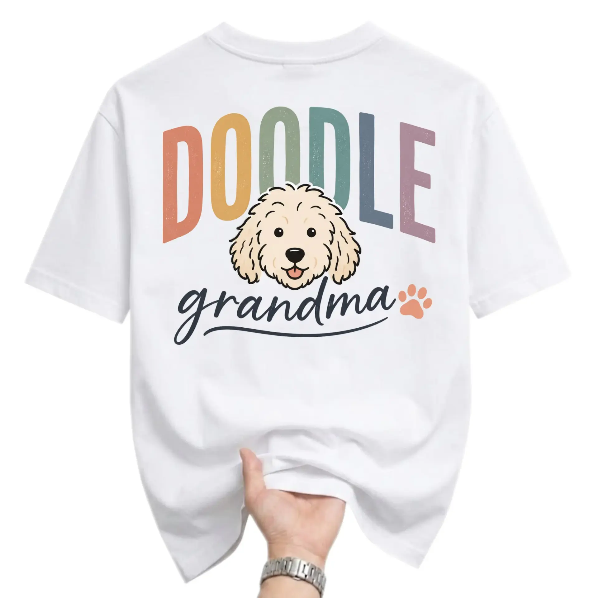 T-shirt Graphic Tee Doodle Grandma Dog Lover Shirt Unisex Crew Neck Casual