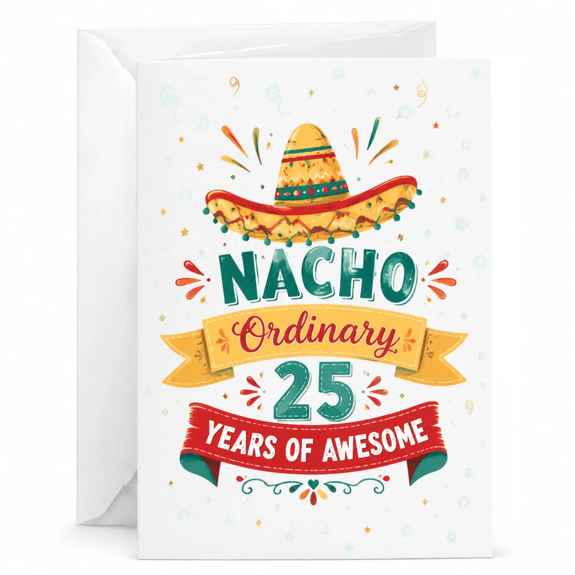 Funny Birthday Card for 25th Anniversary Milestone Nacho Ordinary 25 Years of Awesome Festive Greeting Card