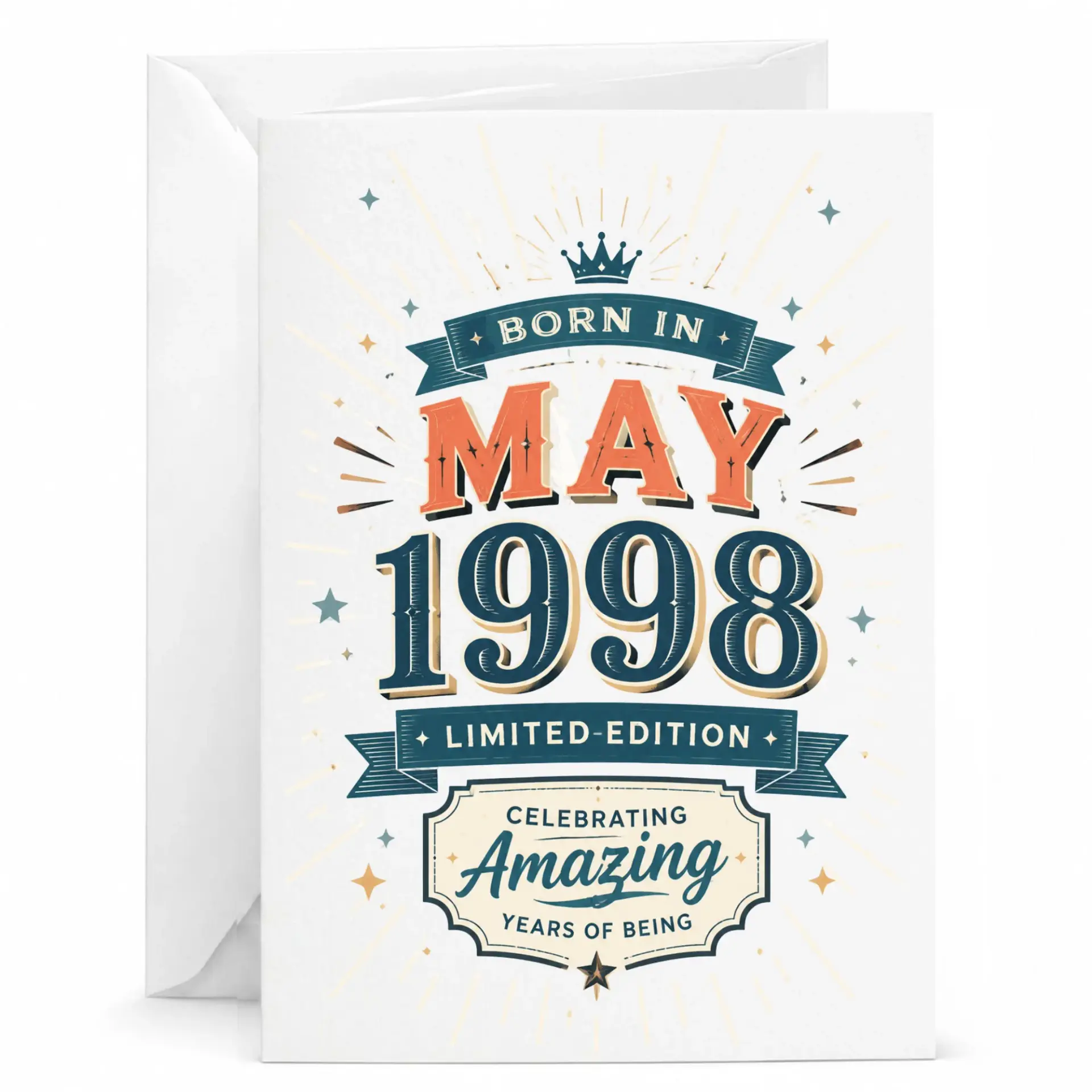 Birthday Card Born in May 1998 Limited Edition Greeting Card for Milestone Celebration and Anniversary Events