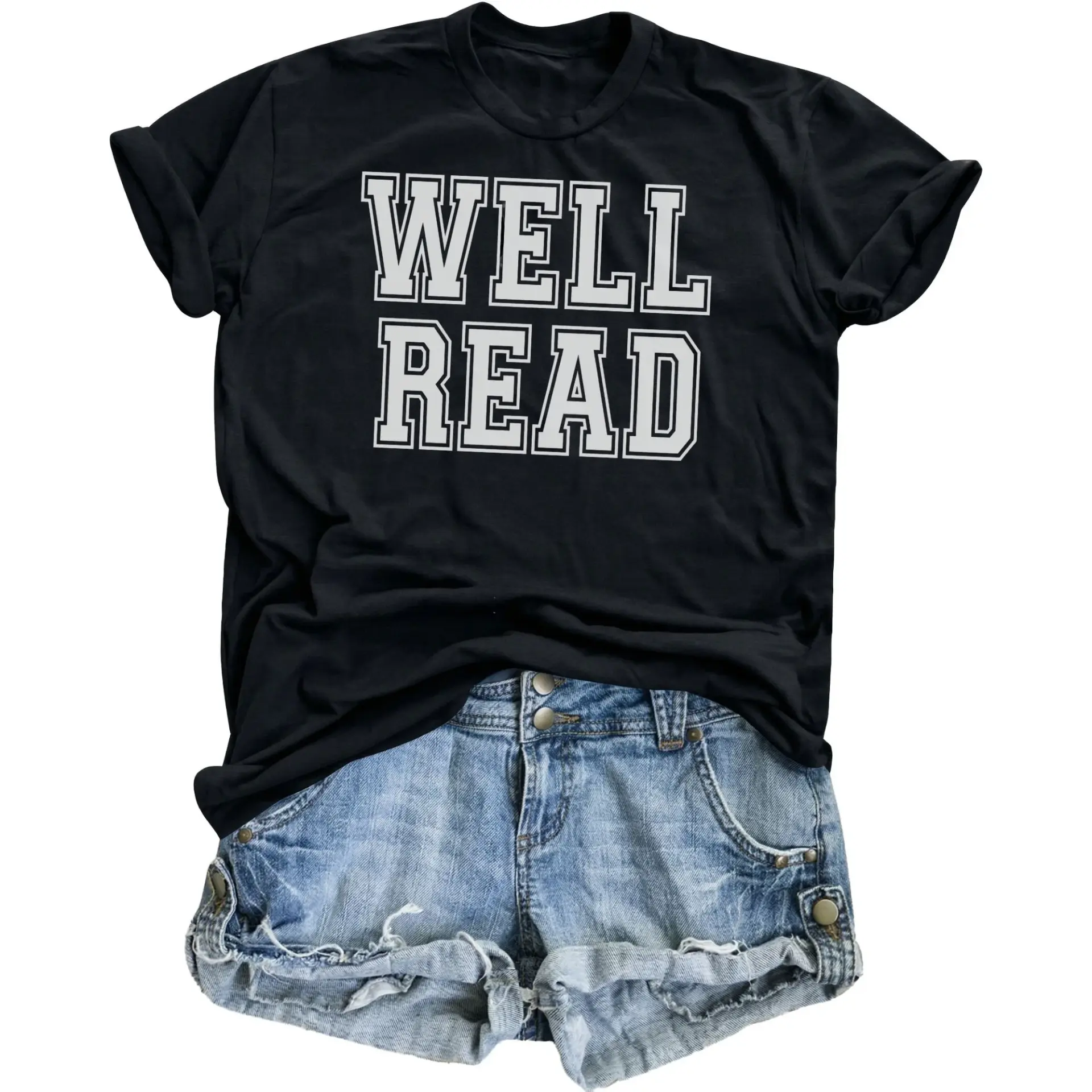 Graphic Tee Well Read Funny Book Lover Shirt Unisex Crew Neck Short Sleeve Casual Cotton Blend