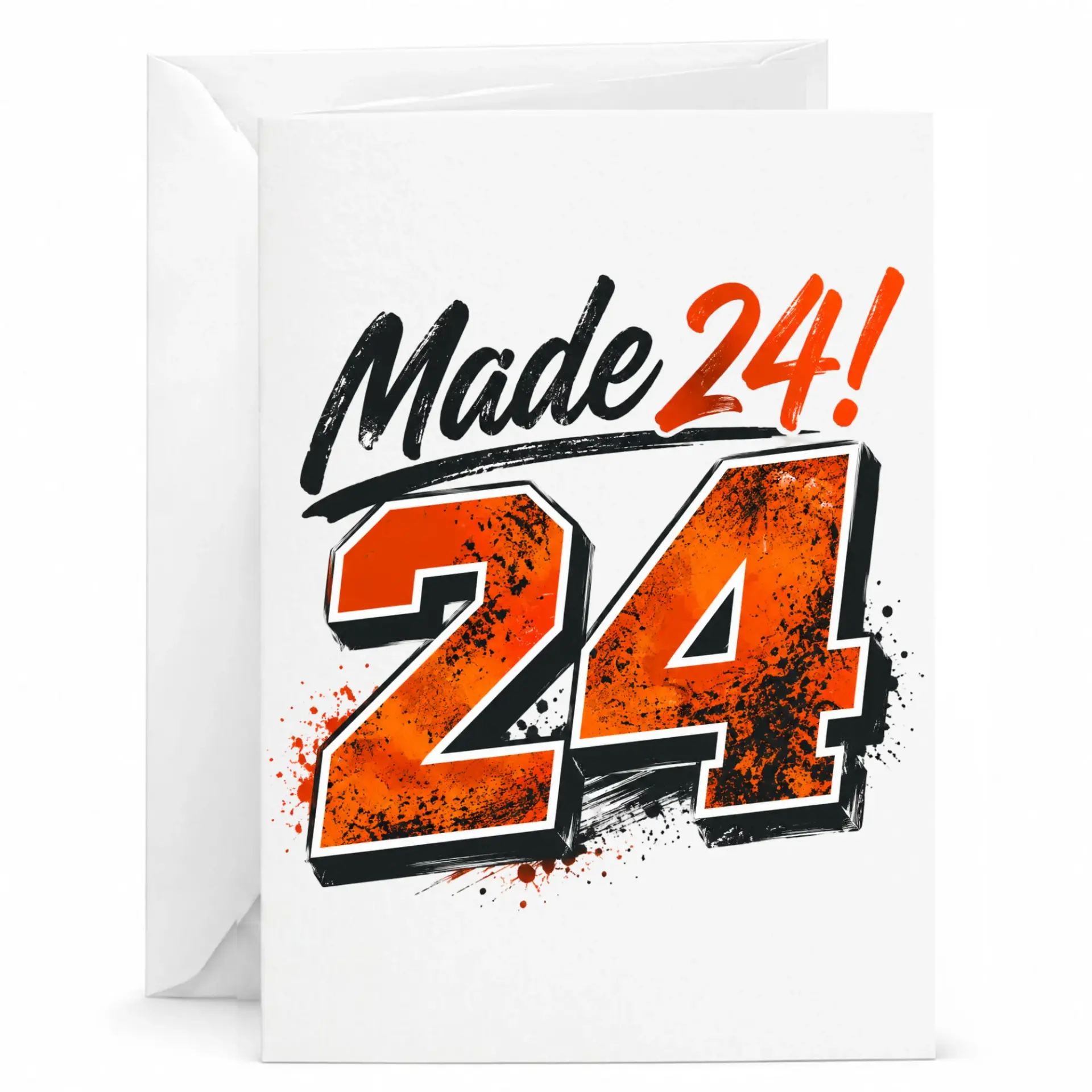 Birthday Card Made 24 Funny Age Celebration Stationery for Twenty Fourth Year Birthday Greeting with White Envelope
