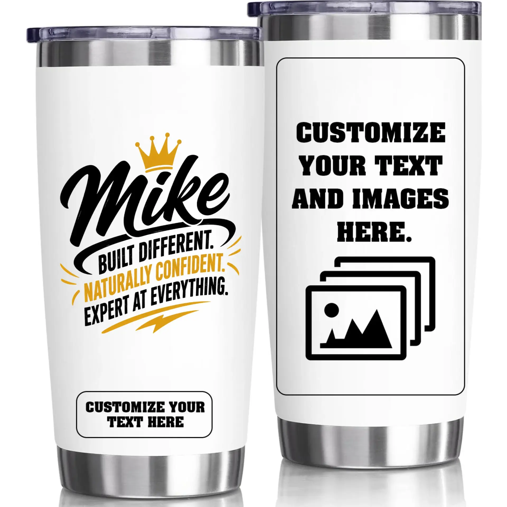 Stainless Steel Tumbler 20oz Vacuum Insulated Travel Mug Personalized Design Custom Printed Cup for Coffee and Tea