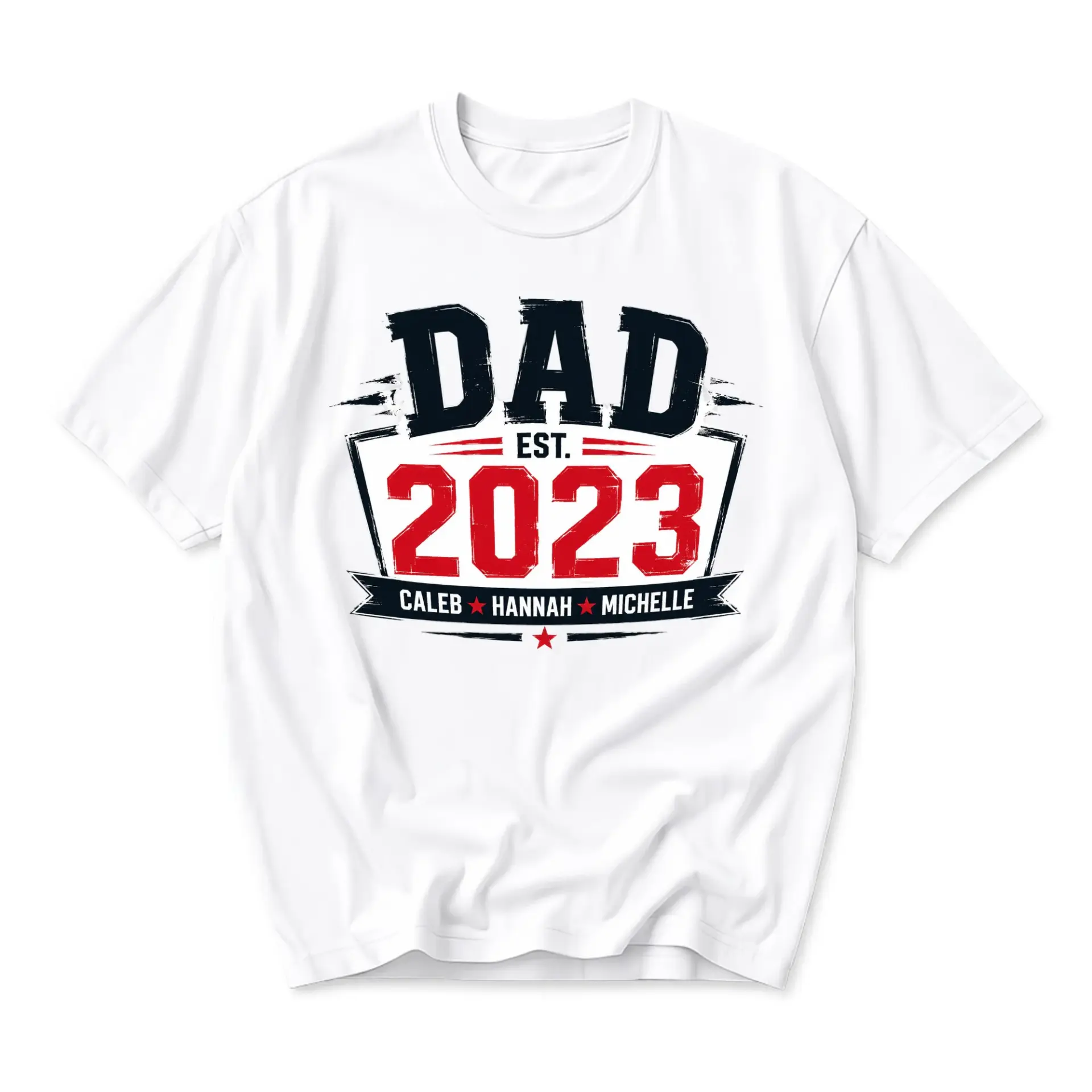 T-shirt Dad Est 2023 Personalized Graphic Tee Unisex Crew Neck Casual Everyday Wear Soft Cotton Blend Shirt