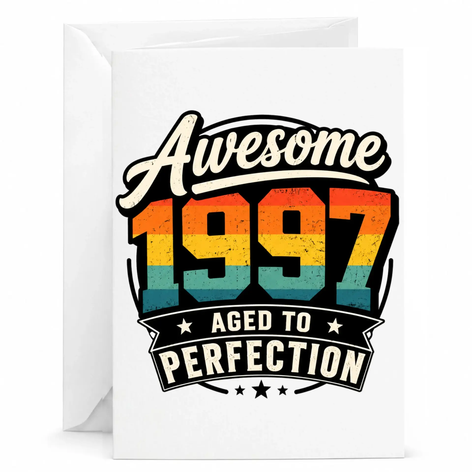 Birthday Card 1997 Vintage Retro Theme Aged to Perfection Funny Greeting Card for Milestone Celebration Year 1997