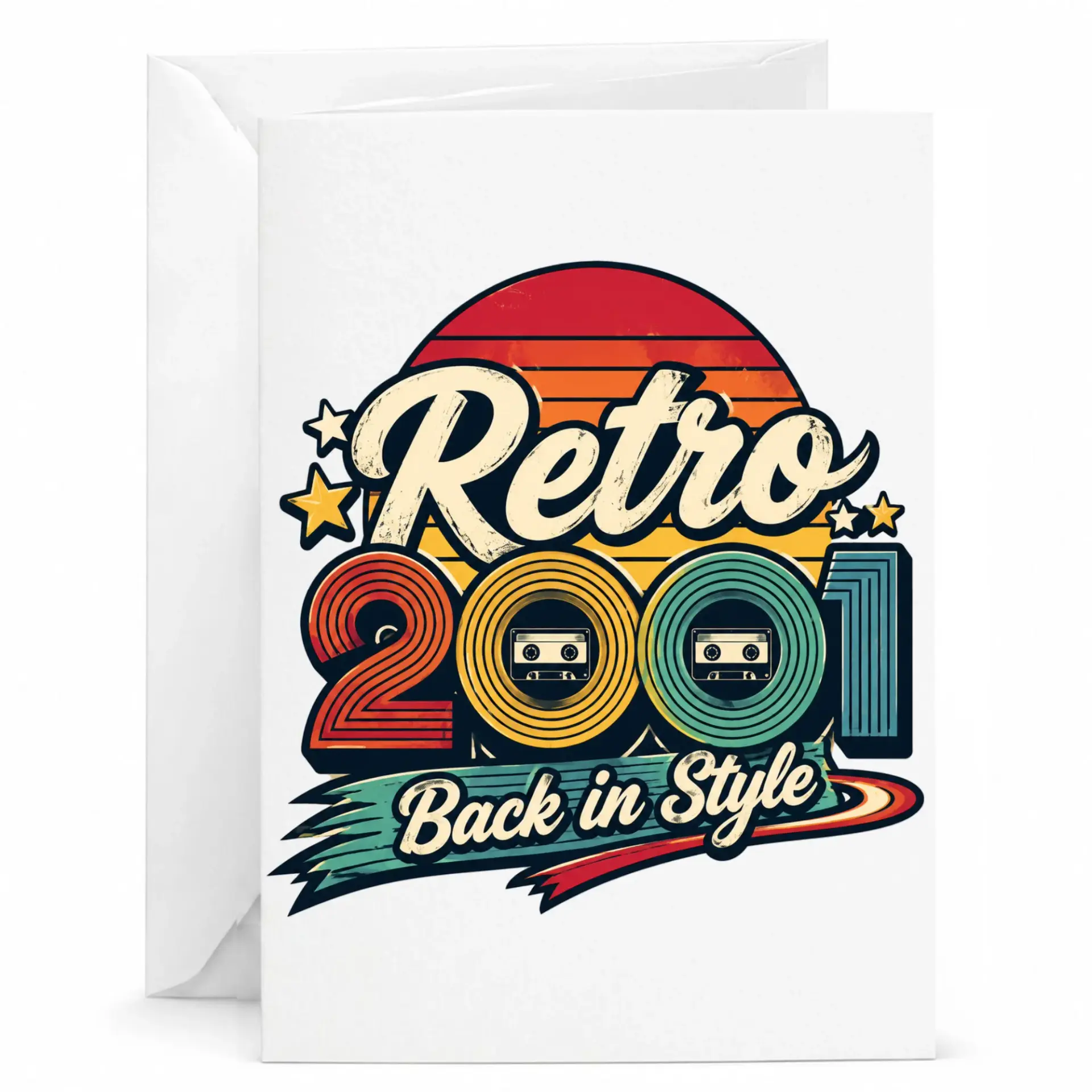 Birthday Card Retro 2001 Back in Style Vintage Cassette Tape Design Funny Greeting Card for Milestone Birthday Celebration