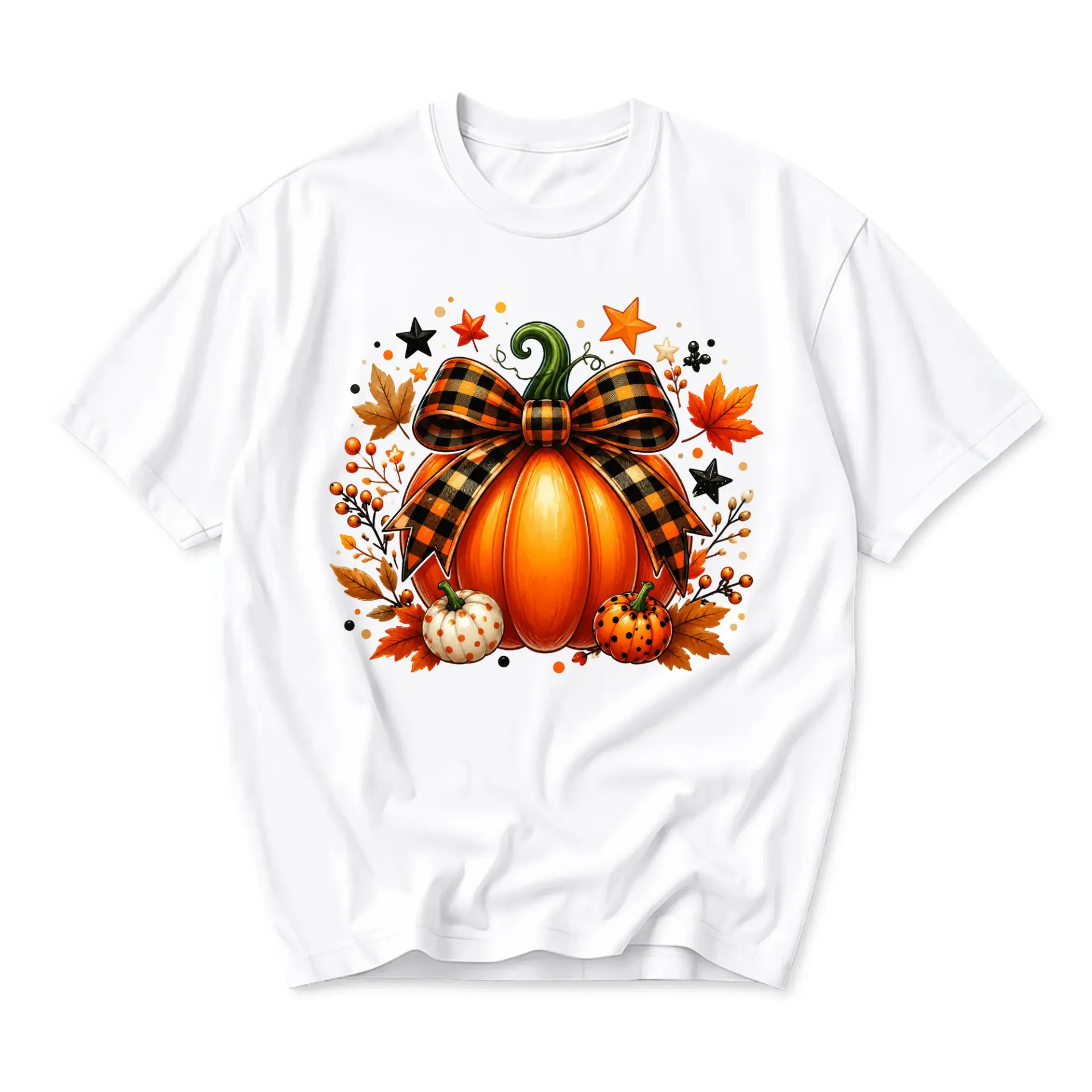 Graphic Tee Unisex Pumpkin Patch Fall Leaves Seasonal Apparel Short Sleeve Crew Neck Cotton Blend Summer Autumn Top