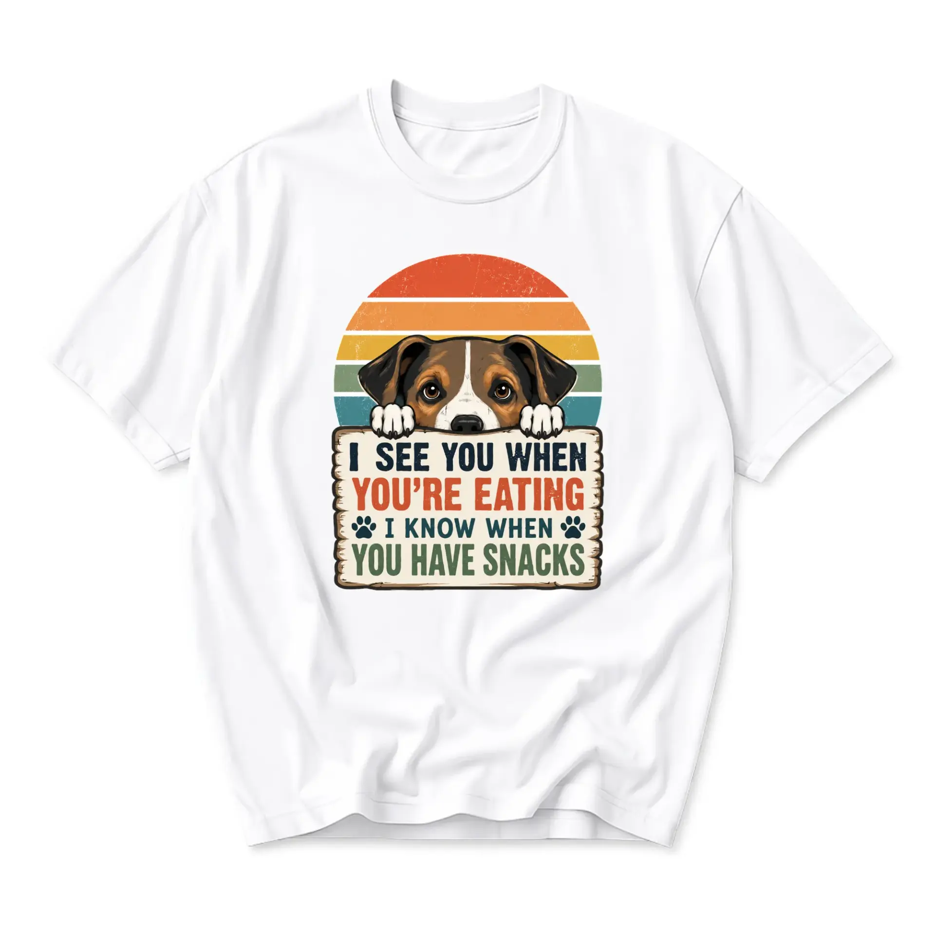 Funny Shirt I See You When Are Eating Dog Graphic Tee Unisex Casual Crew