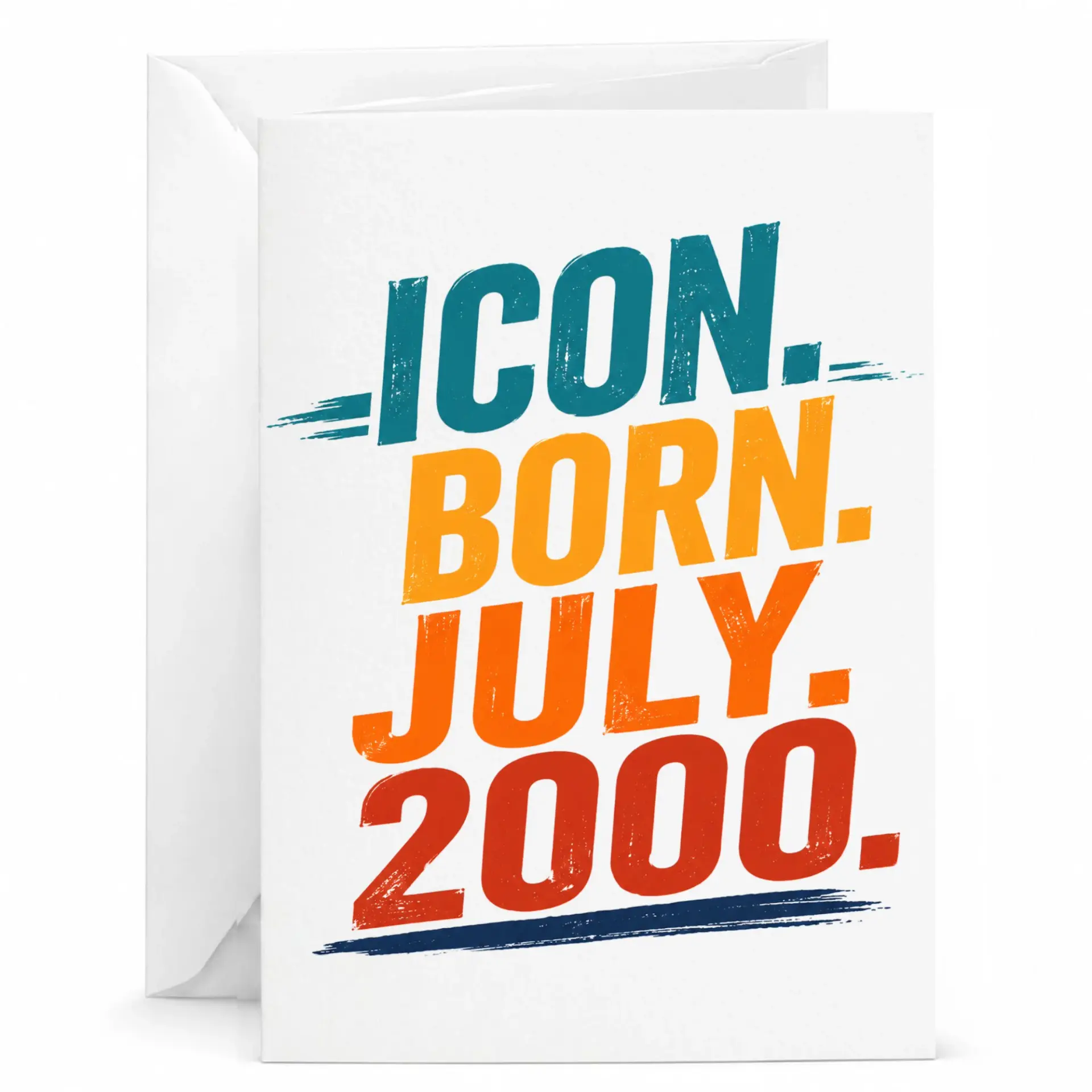 Birthday Card Icon Born July 2000 Retro Typography Greeting Card for Milestone Birthdays and Celebrations
