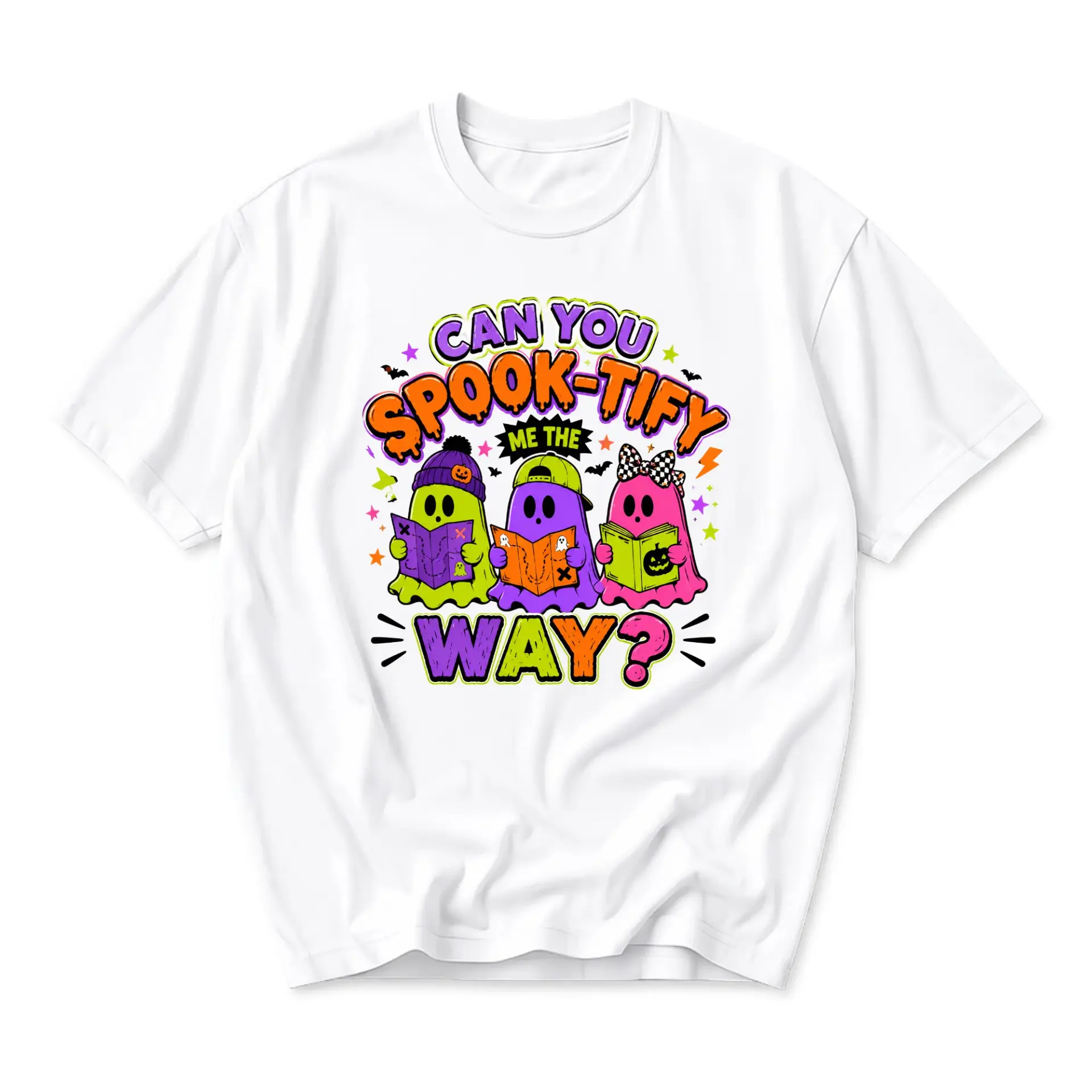 Funny Shirt Graphic Tee Halloween Ghost Design Unisex Crew Neck Apparel for Casual Wear and Festive Style Statement