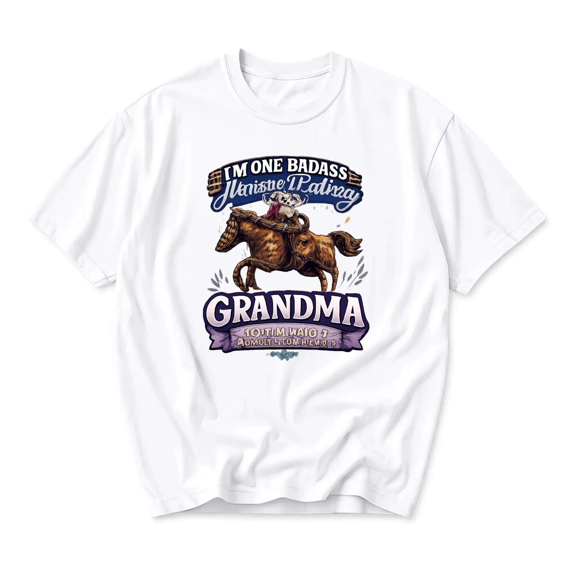 Funny Shirt Unisex Graphic Printed T-Shirt Featuring Grandma Equestrian Design Casual Everyday Wear Apparel
