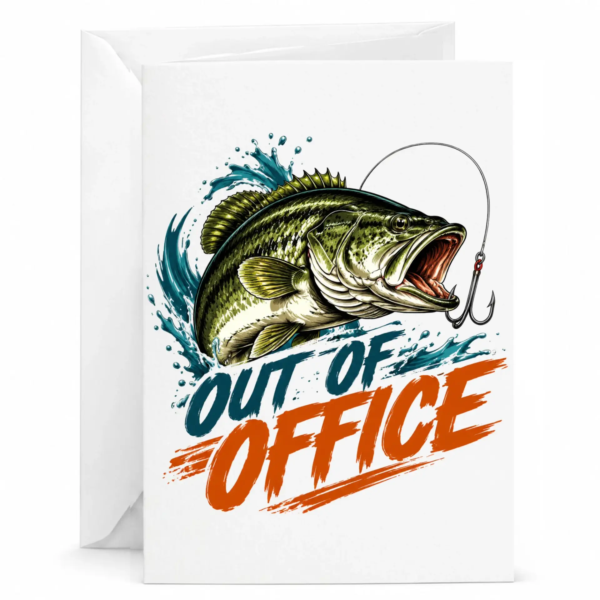 Funny Greeting Card Out of Office Fishing Enthusiast Theme Professional Heavyweight Stationery for Any Occasion